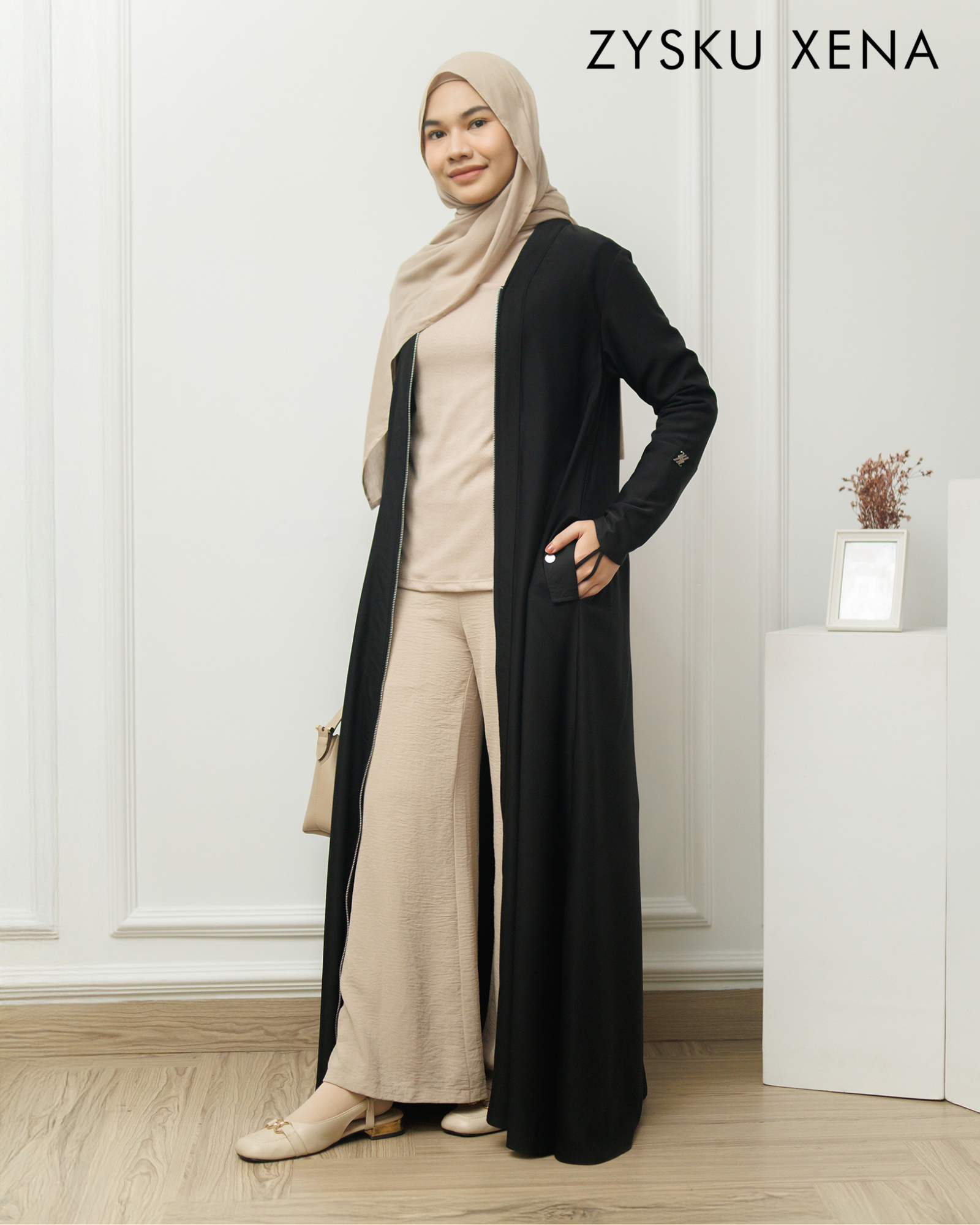 Zysku Xena | Aysel Coat Abaya - 4 Warna | Luaran Outer Panjang Maxi Polos