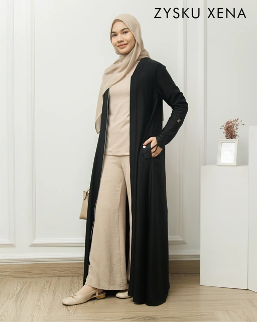 Image of Zysku Xena | Aysel Coat Abaya - 4 Warna | Luaran Outer Panjang Maxi Polos