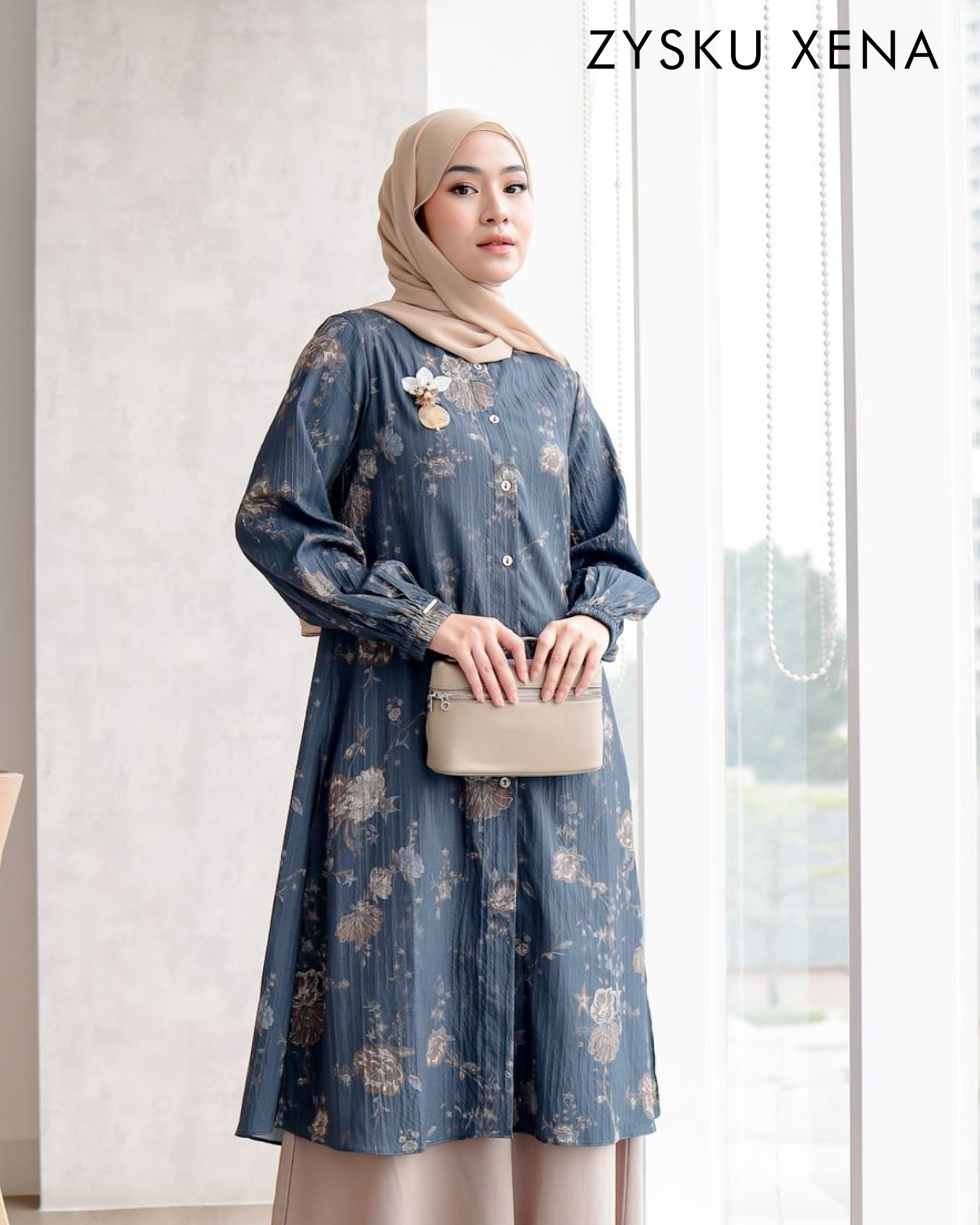 Zysku Xena | Najma Tunic - 4 Warna | Tunik Atasan Lengan Panjang Wanita Motif Print