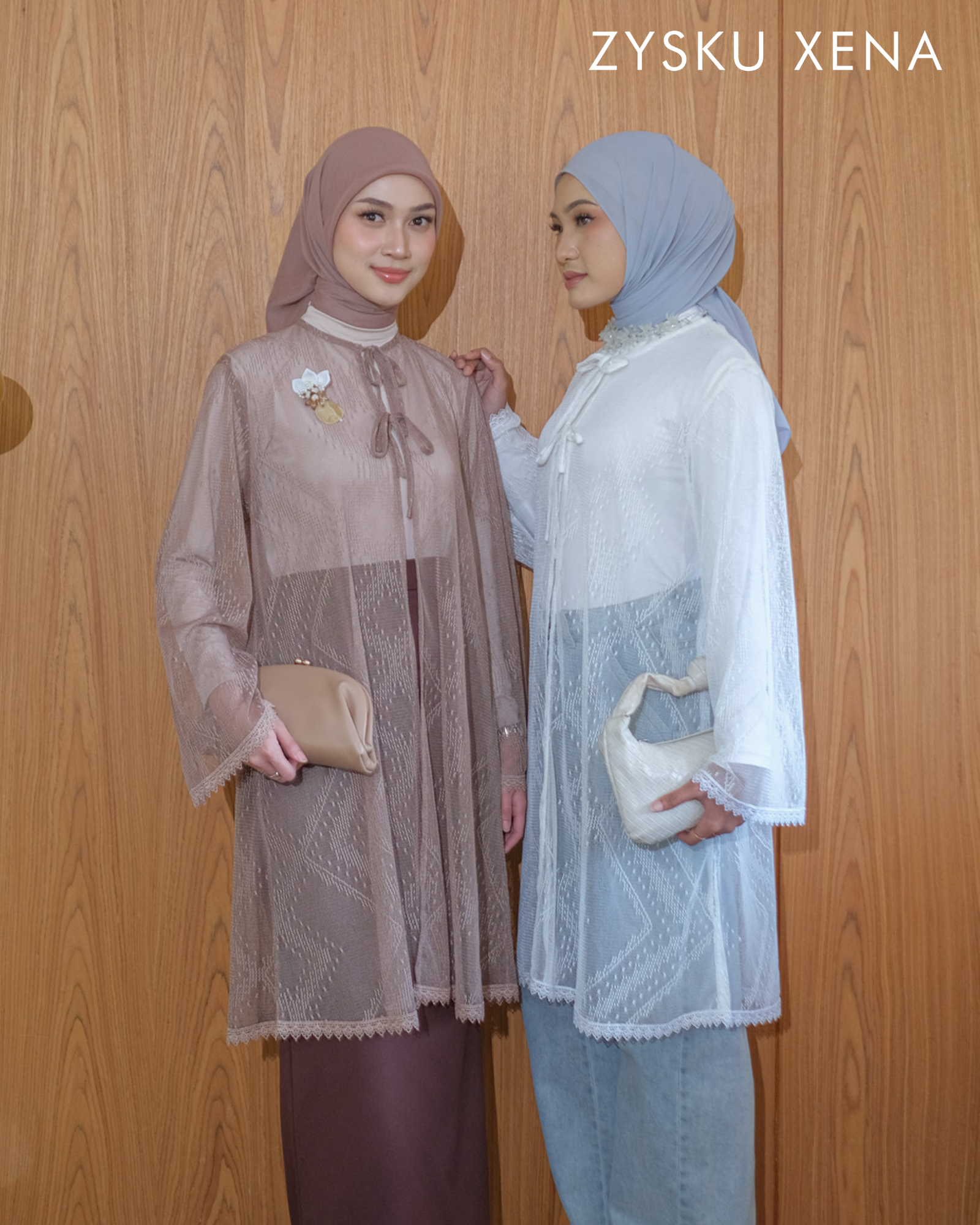 Zysku Xena | Aveline Lace Outer - 3 Warna | Luaran Cardigan Panjang Brokat