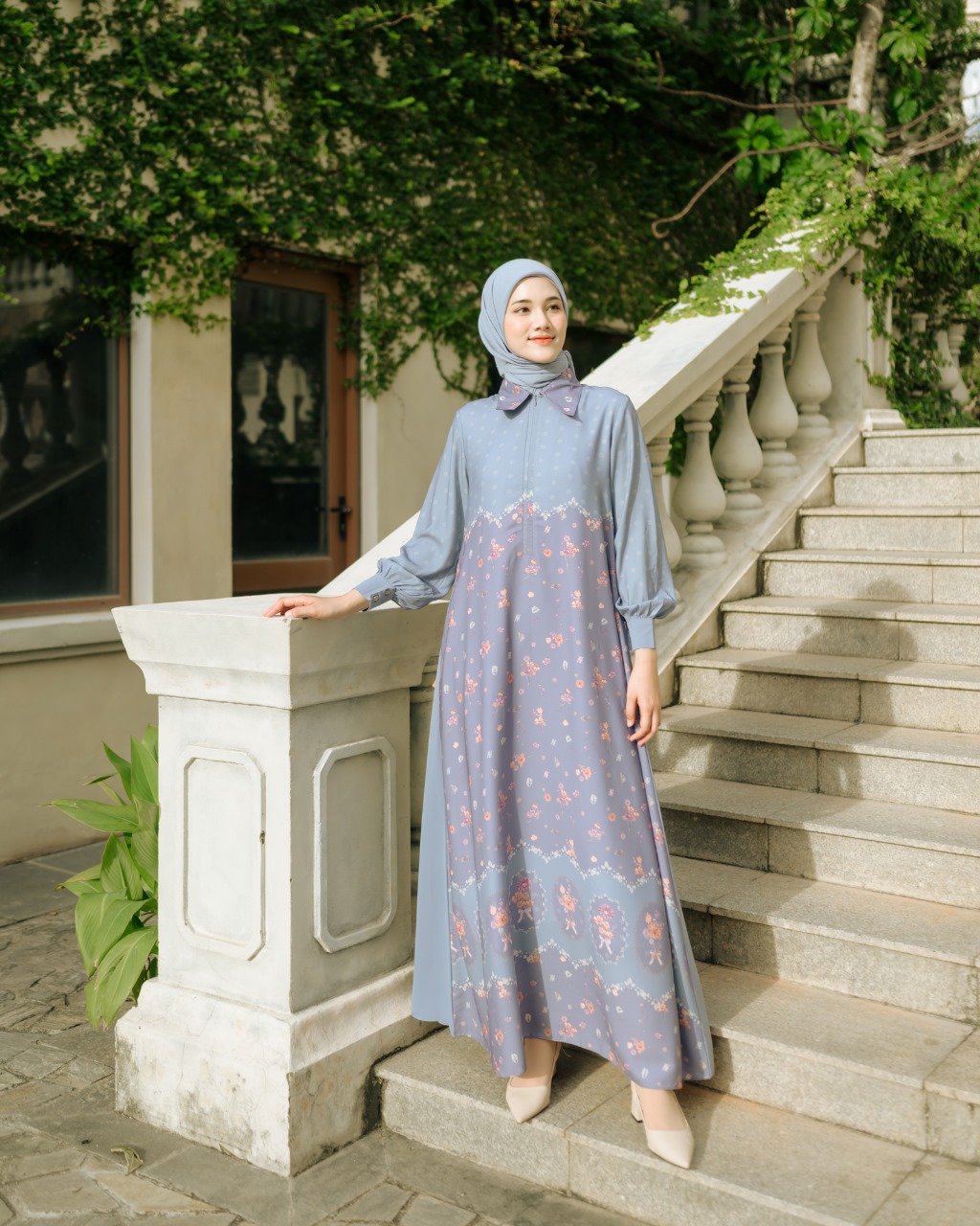Zysku Xena | Quelene Dress - 3 Warna | Gamis Abaya Wanita Lengan Panjang Busui Friendly Print Raya
