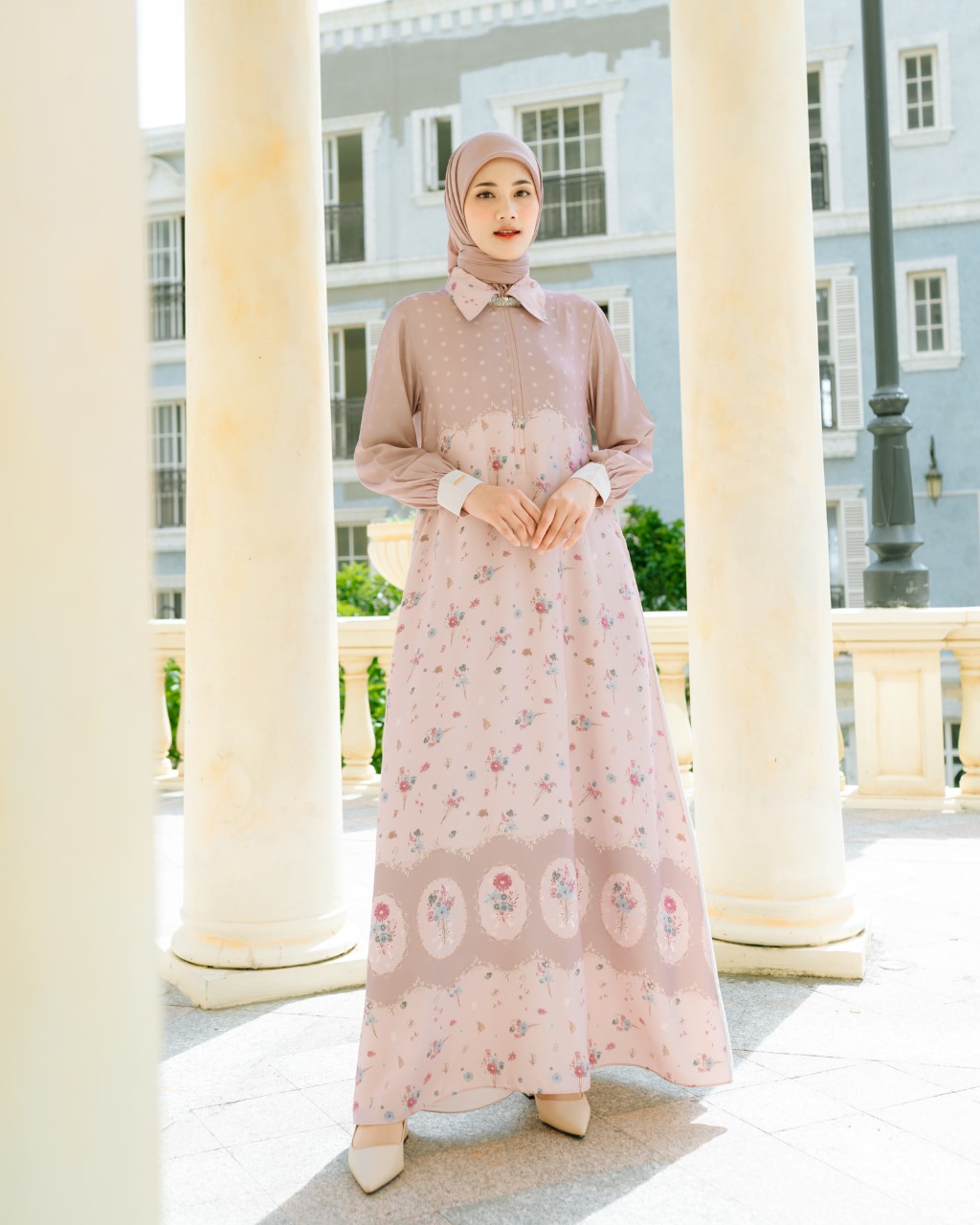 Zysku Xena | Quelene Dress - 3 Warna | Gamis Abaya Wanita Lengan Panjang Busui Friendly Print Raya