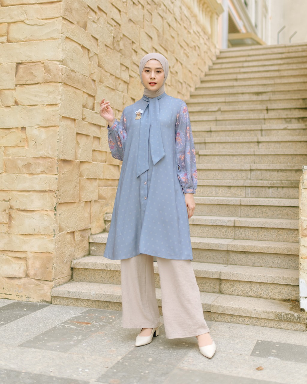 Zysku Xena | Quelene Tunic -3 Warna | Tunik Atasan Kemeja Wanita Lengan Panjang Busui Friendly Print Raya