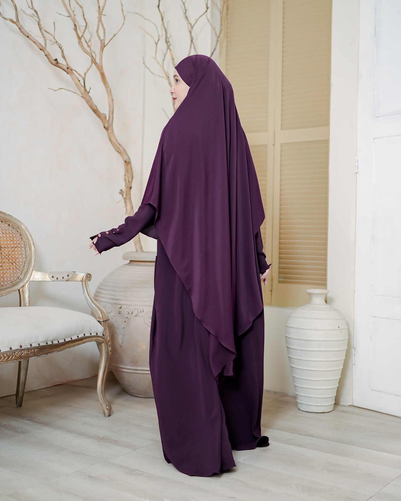 Zysku Xena | Elhaya Set 2 pcs (abaya + khimar) - 7 Warna | Gamis Set Khimar Haji Umroh