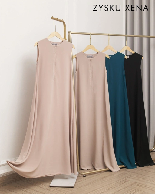 Image of Zysku Xena | Airi Basic Sleeveless Dress - 4 Warna | Gamis Tanpa Lengan Polos