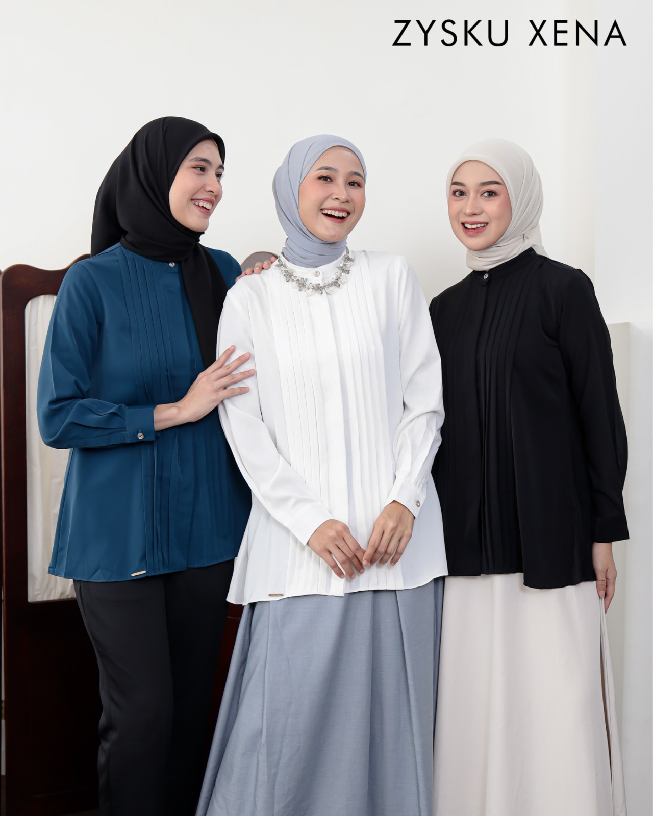 Zysku Xena | Pianna Blouse - 3 Warna | Blus Atasan Kantor Basic Polos Lengan Panjang Opnesel