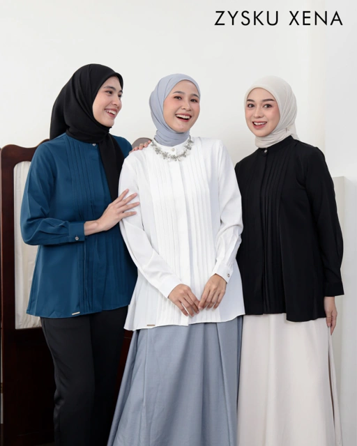 Image of Zysku Xena | Pianna Blouse - 3 Warna | Blus Atasan Kantor Basic Polos Lengan Panjang Opnesel