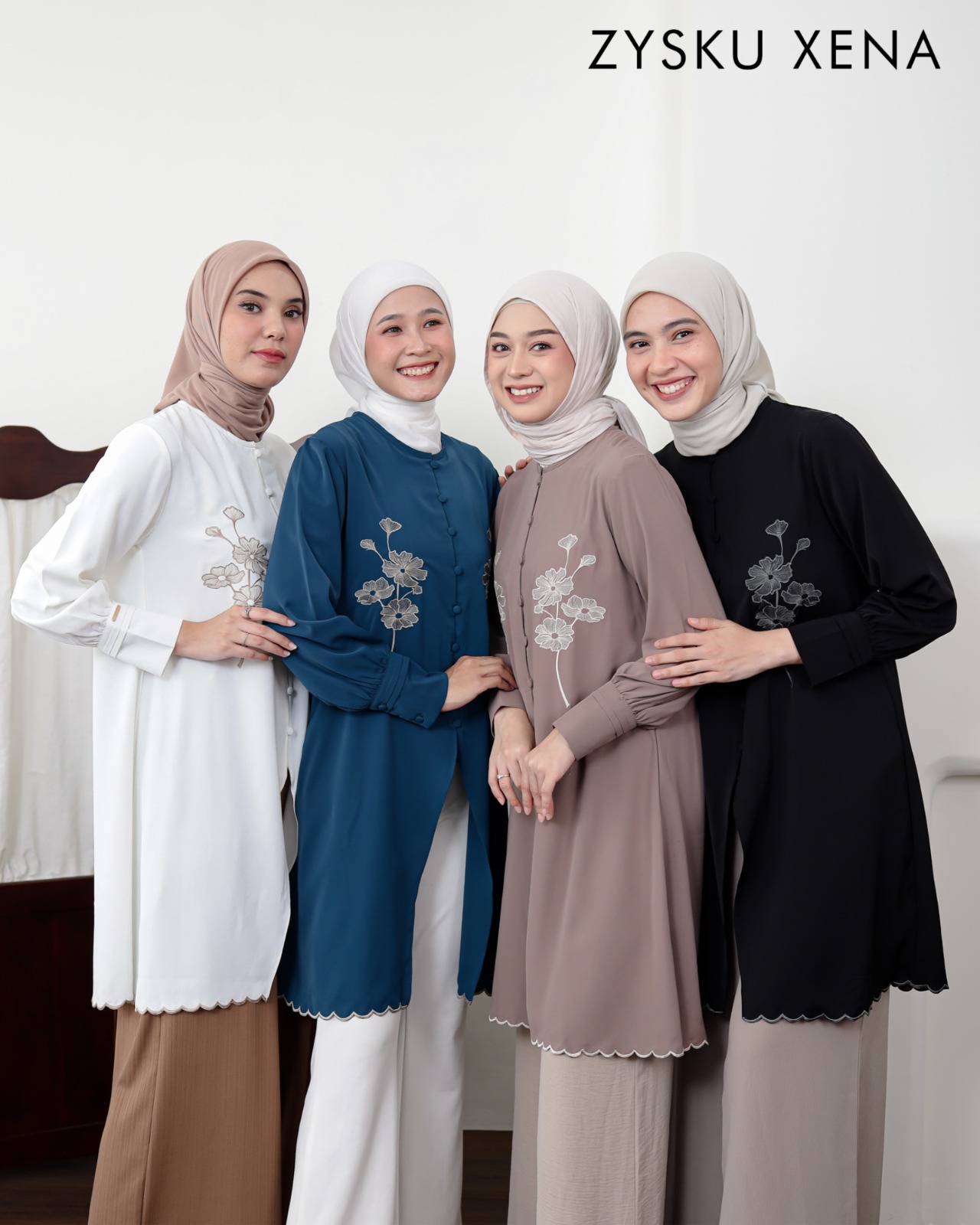 Zysku Xena | Vionne Tunic - 6 Warna | Atasan Tunik Bordir Lengan Panjang