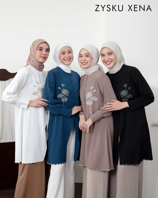 Image of Zysku Xena | Vionne Tunic - 6 Warna | Atasan Tunik Bordir Lengan Panjang