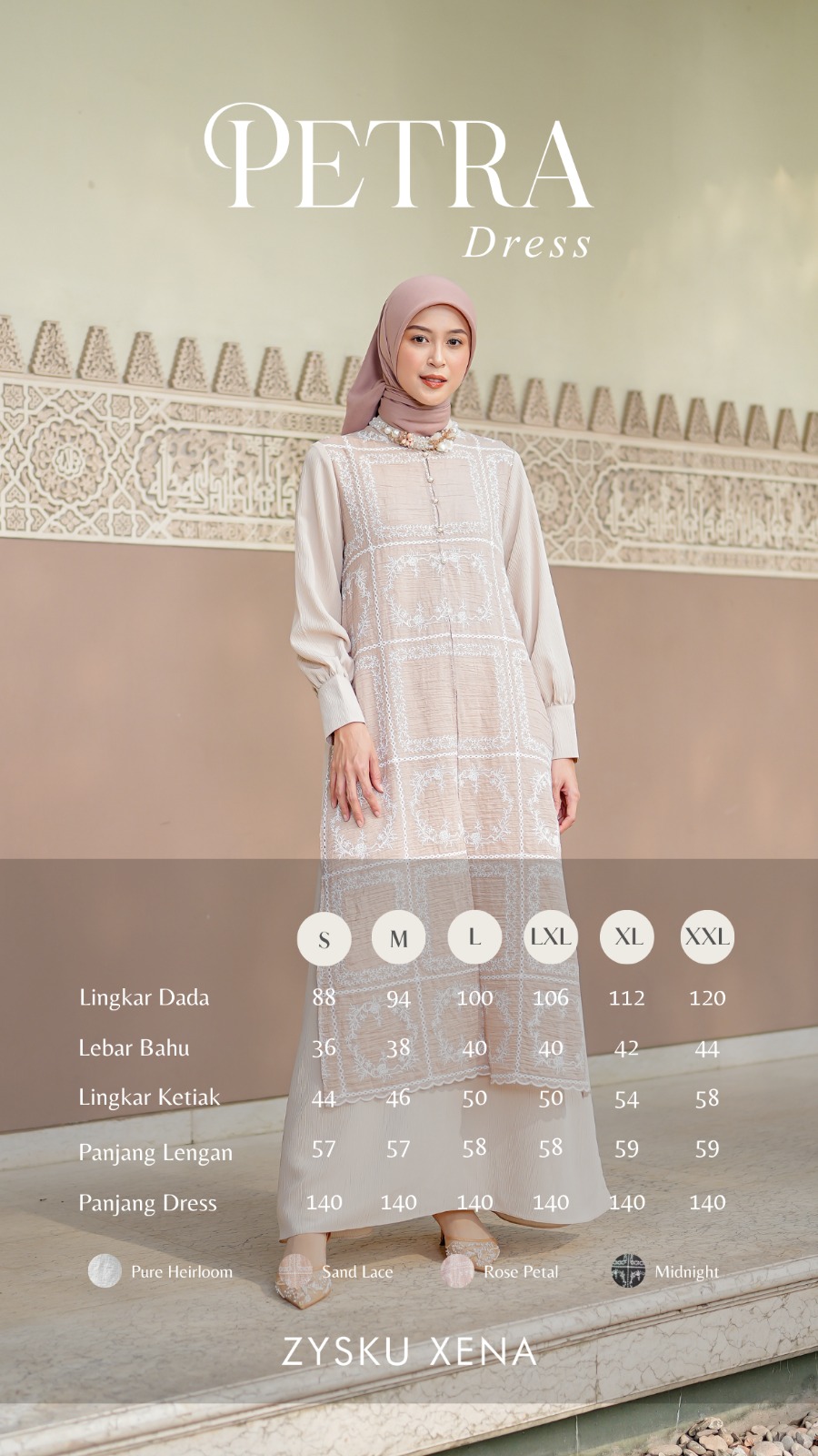 Zysku xena | Petra Dress - 4 Warna | Gamis abaya lebaran bordir rompi