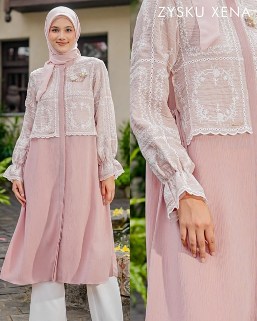Image of Zysku Xena | Petra Tunic - 4 Warna | Tunik Atasan Lebaran Bordir