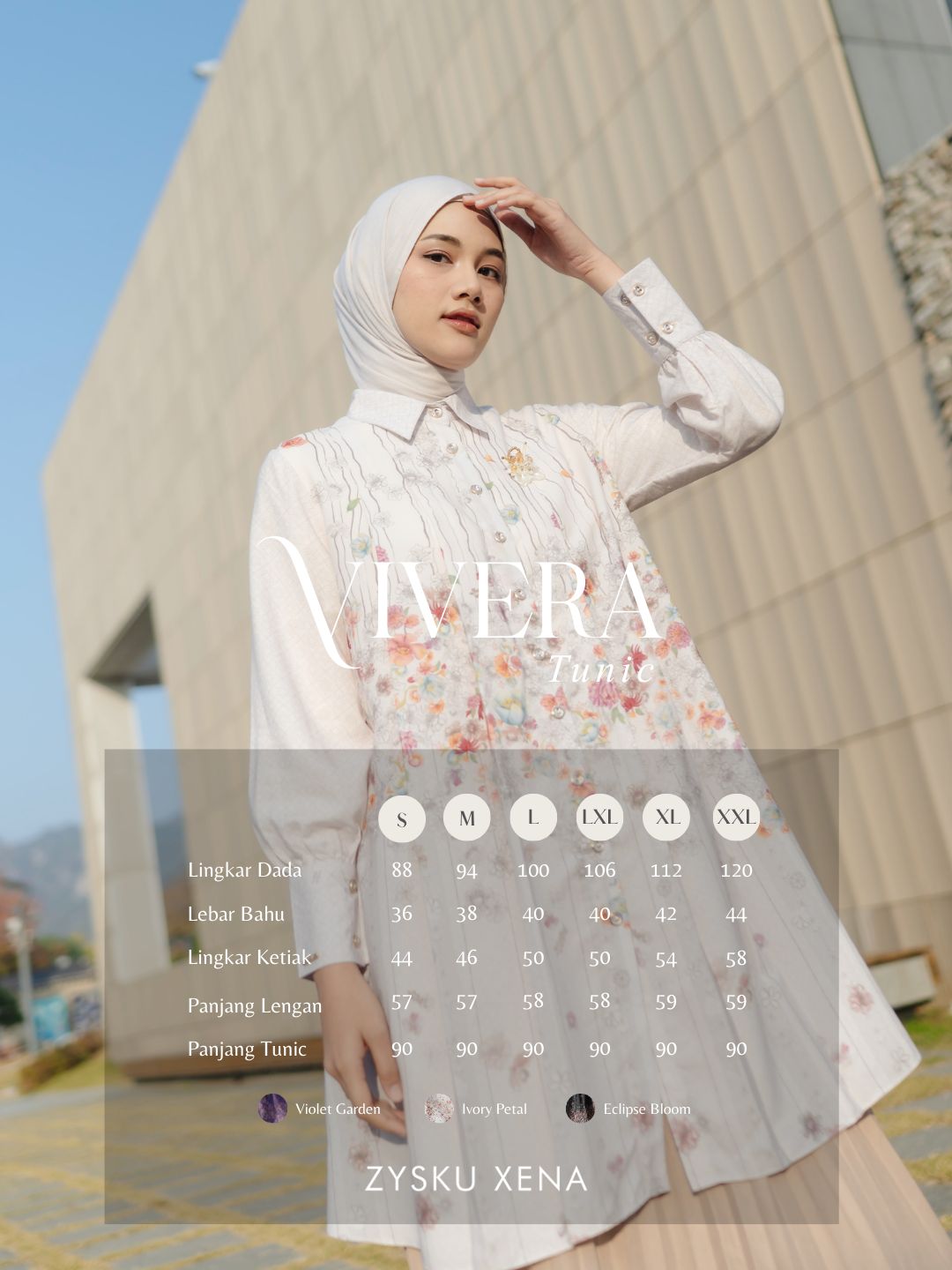 Zysku Xena | Vivera Tunic - 3 Warna | Tunic Print Busui Friendly Lebaran