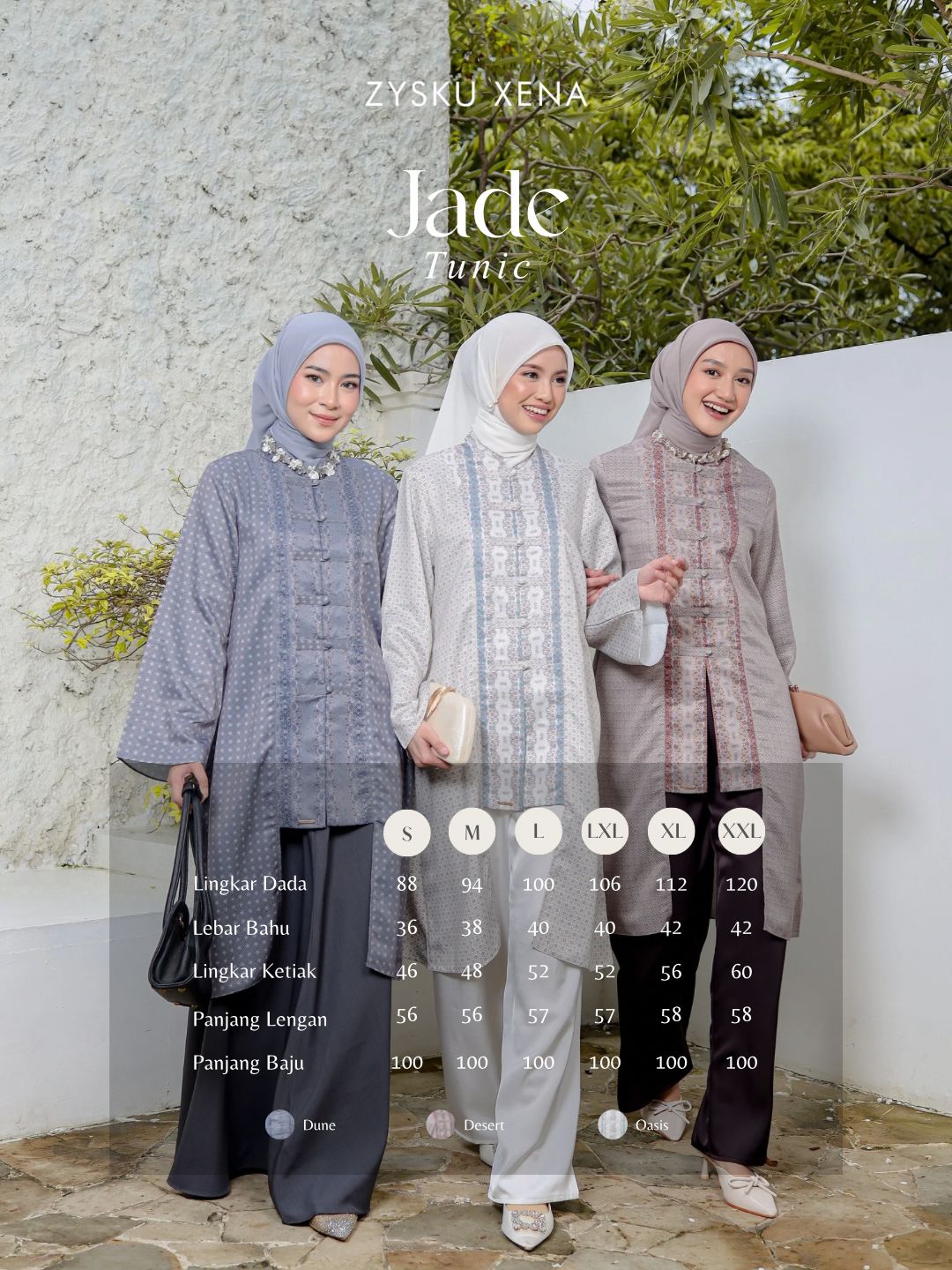Zysku Xena | Jade Tunic -3 Warna | Tunic Print Busui Friendly Lebaran