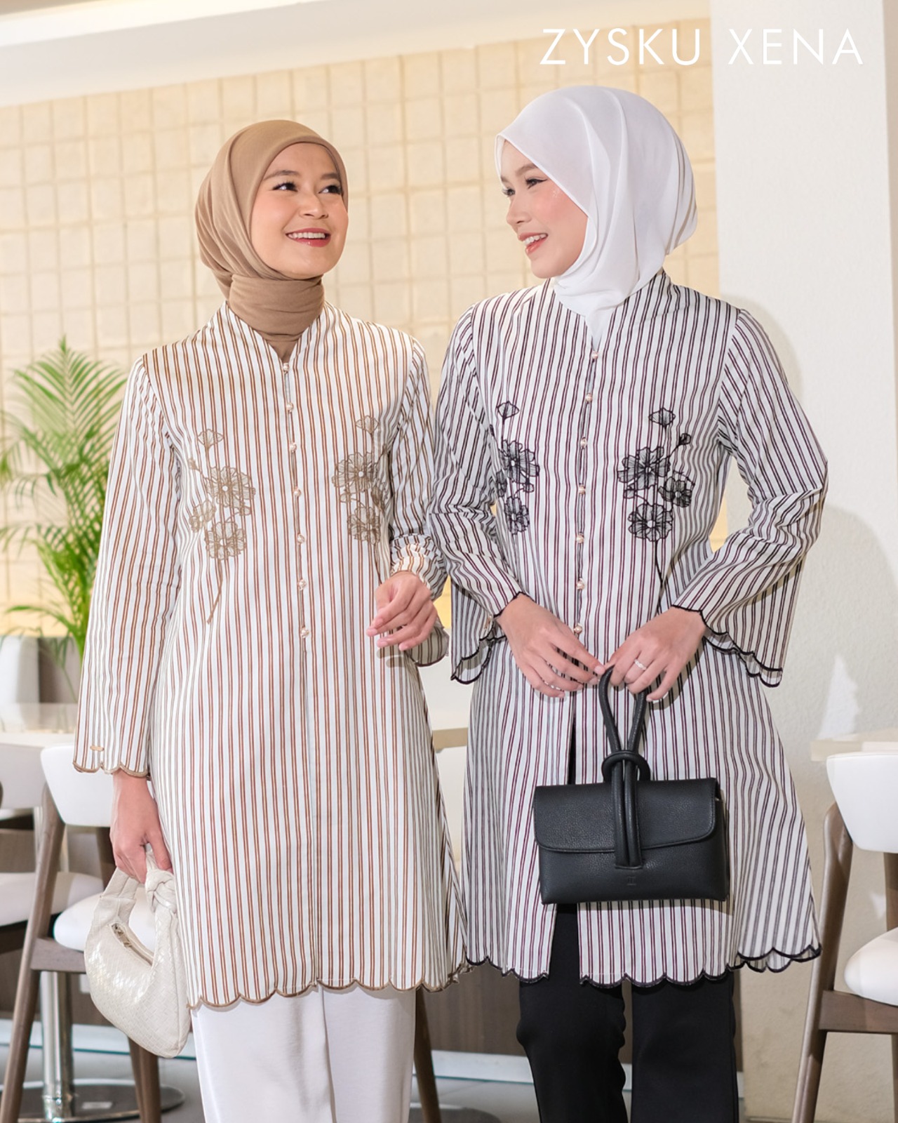 Zysku Xena | Indira Tunic - 2 Warna | Atasan Tunik Bordir Lengan Panjang