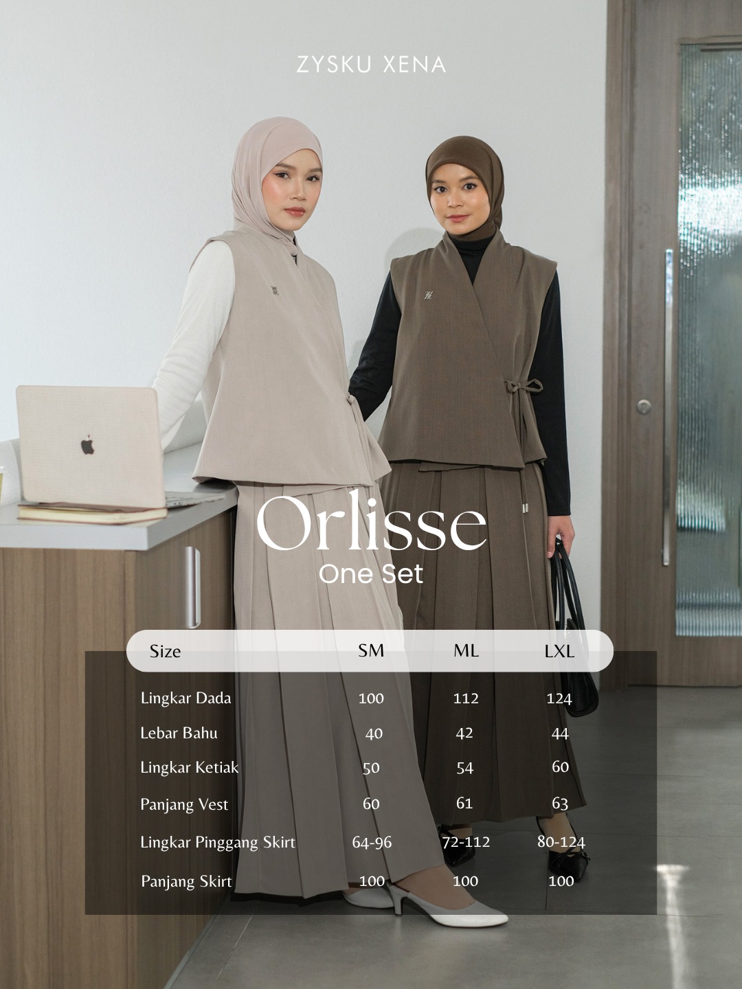 Zysku Xena | Orlisse One Set - 7 Warna | Setelan Vest Rok Kerja Kantor Wanita
