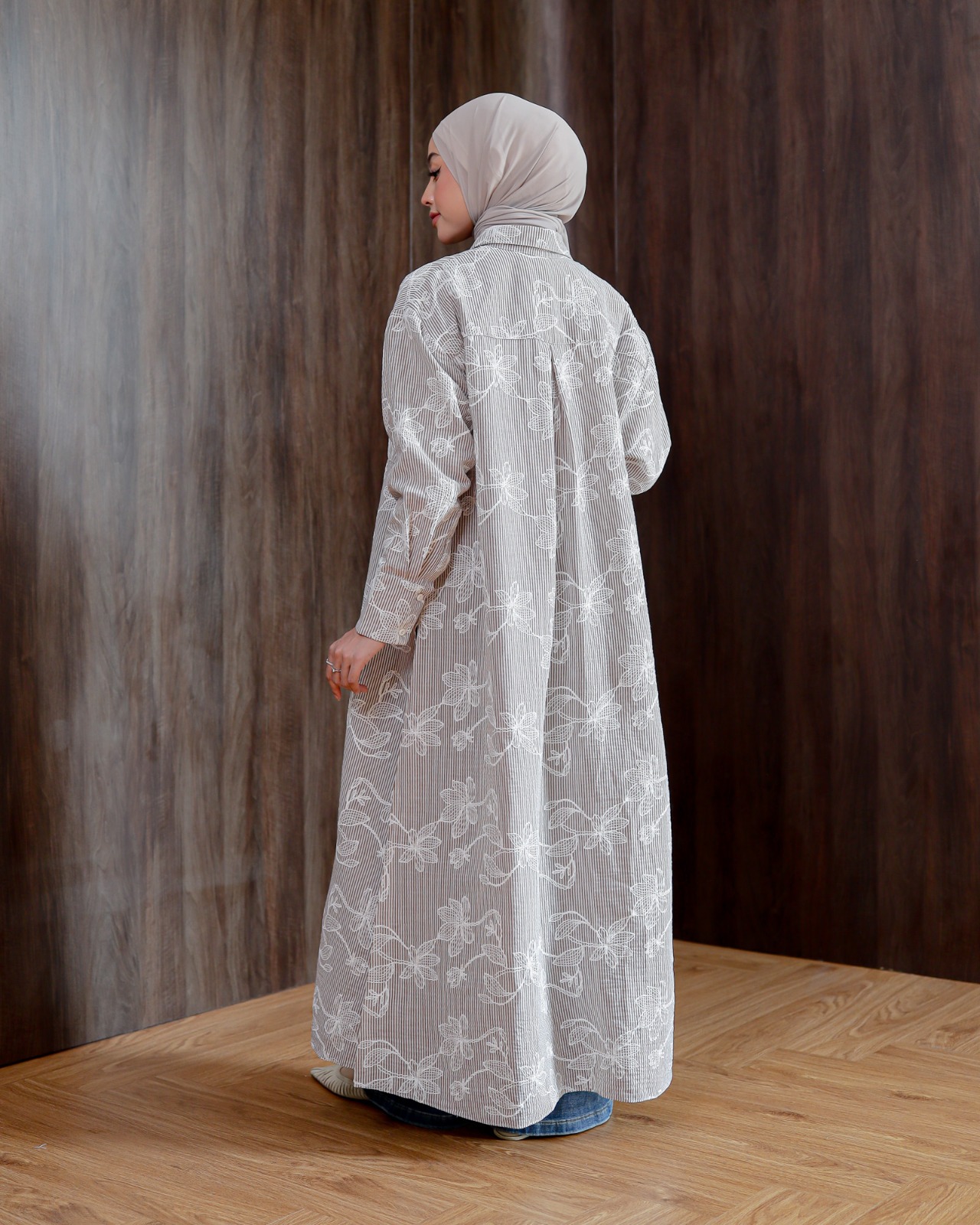 Zysku Xena | Solenne Abaya - 4 Warna | Atasan Luaran Outer Lengan Panjang Stripes Salur Floral
