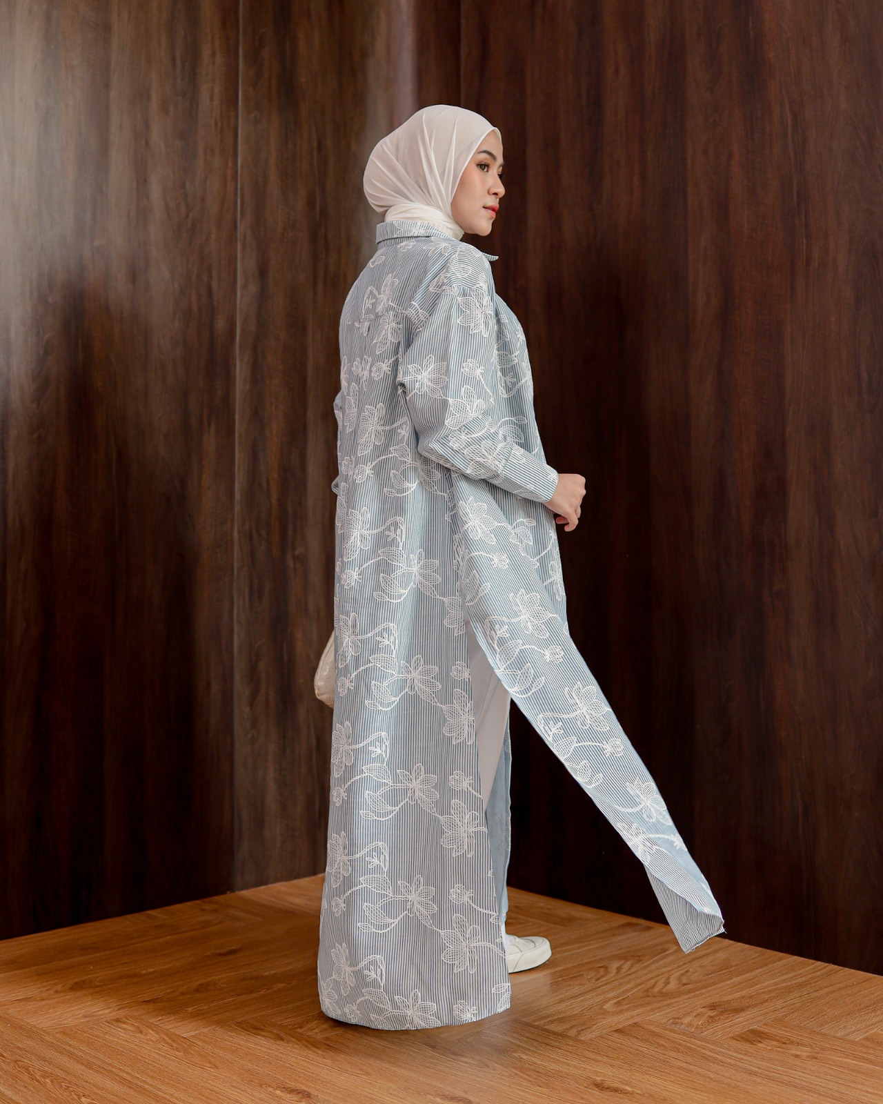 Zysku Xena | Solenne Abaya - 4 Warna | Atasan Luaran Outer Lengan Panjang Stripes Salur Floral