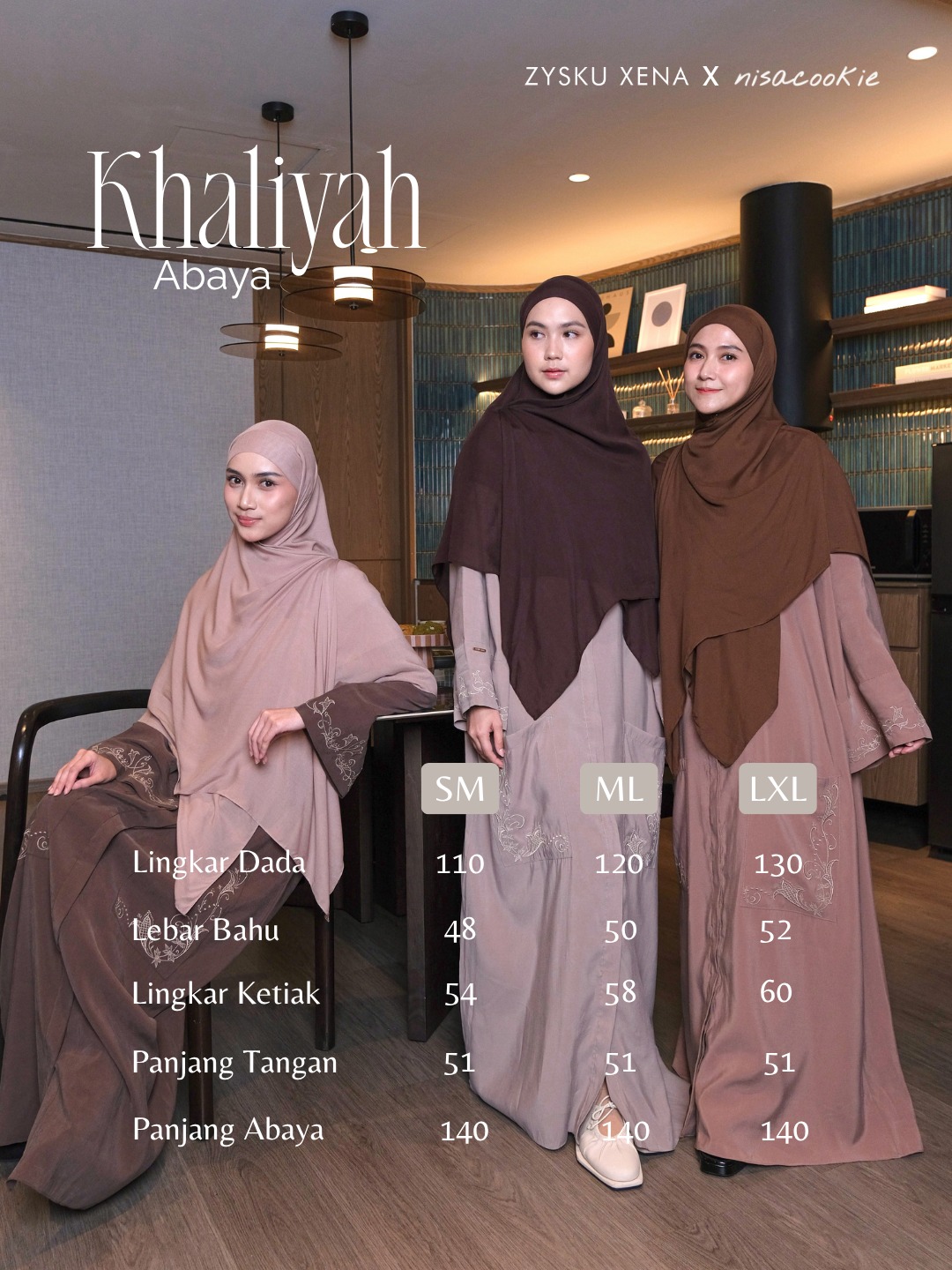 Zysku Xena | Khaliyah Abaya - 6 Warna | Gamis Syari Cupro ANTI UV Bordir x Nisacookie
