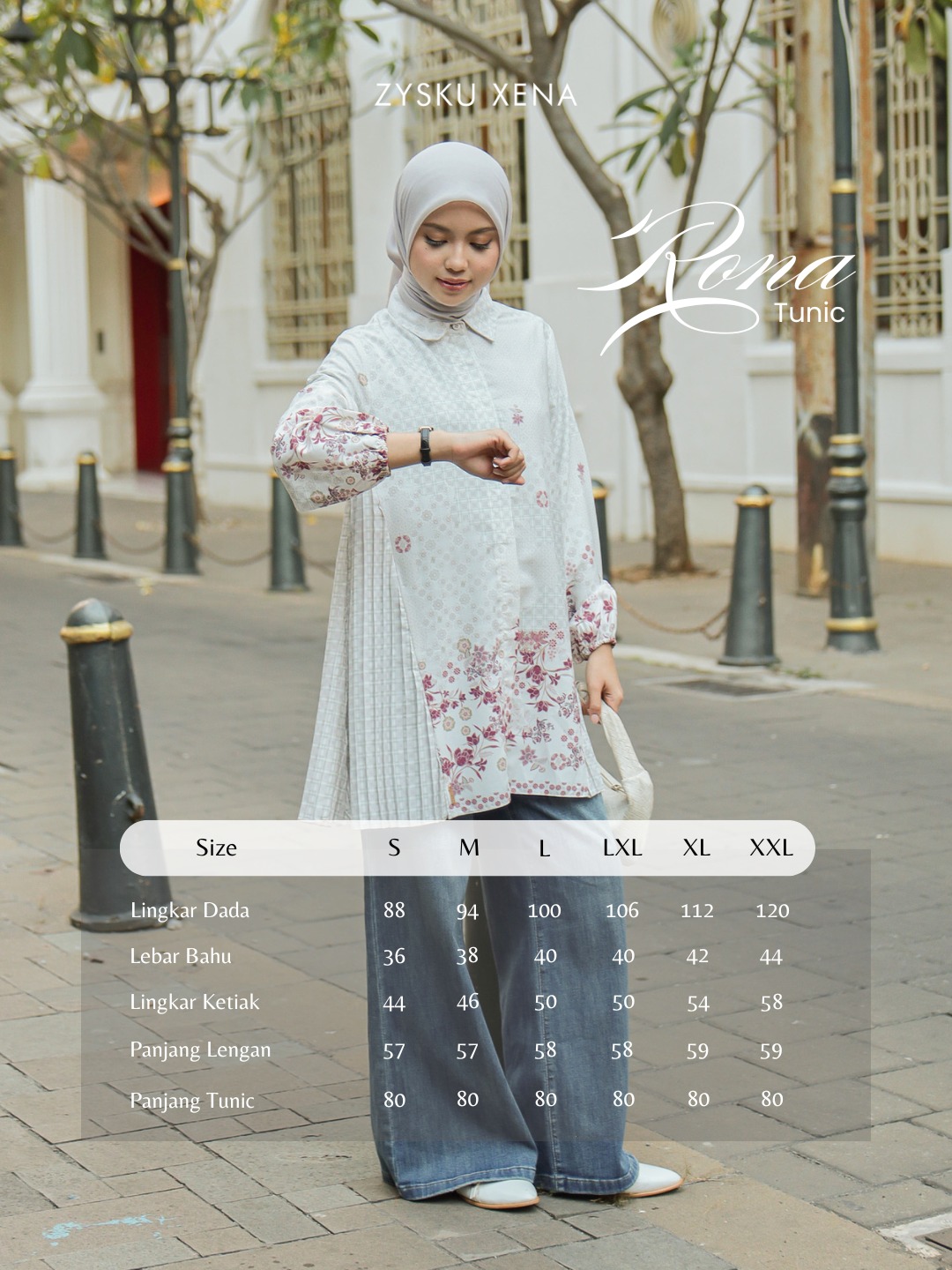 Zysku Xena | Rona Tunic - 5 Warna | Kemeja Atasan Pleats Plisket Print Batik Inspired Agustusan