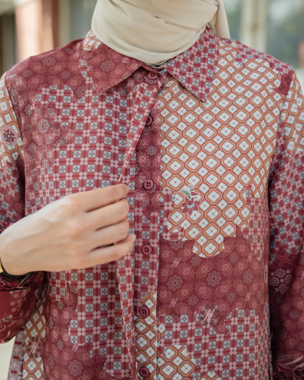 Zysku Xena | Rona Tunic - 5 Warna | Kemeja Atasan Pleats Plisket Print Batik Inspired Agustusan