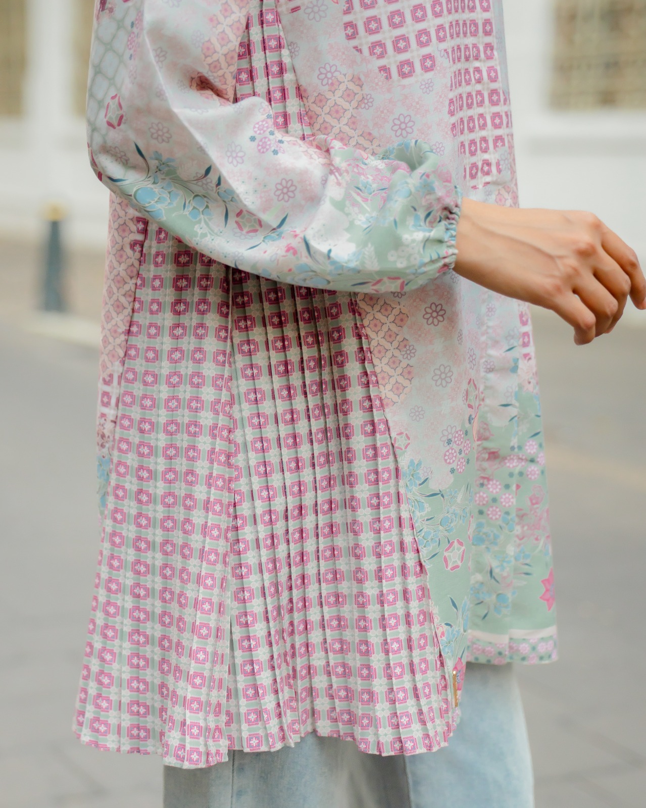 Zysku Xena | Rona Tunic - 5 Warna | Kemeja Atasan Pleats Plisket Print Batik Inspired Agustusan