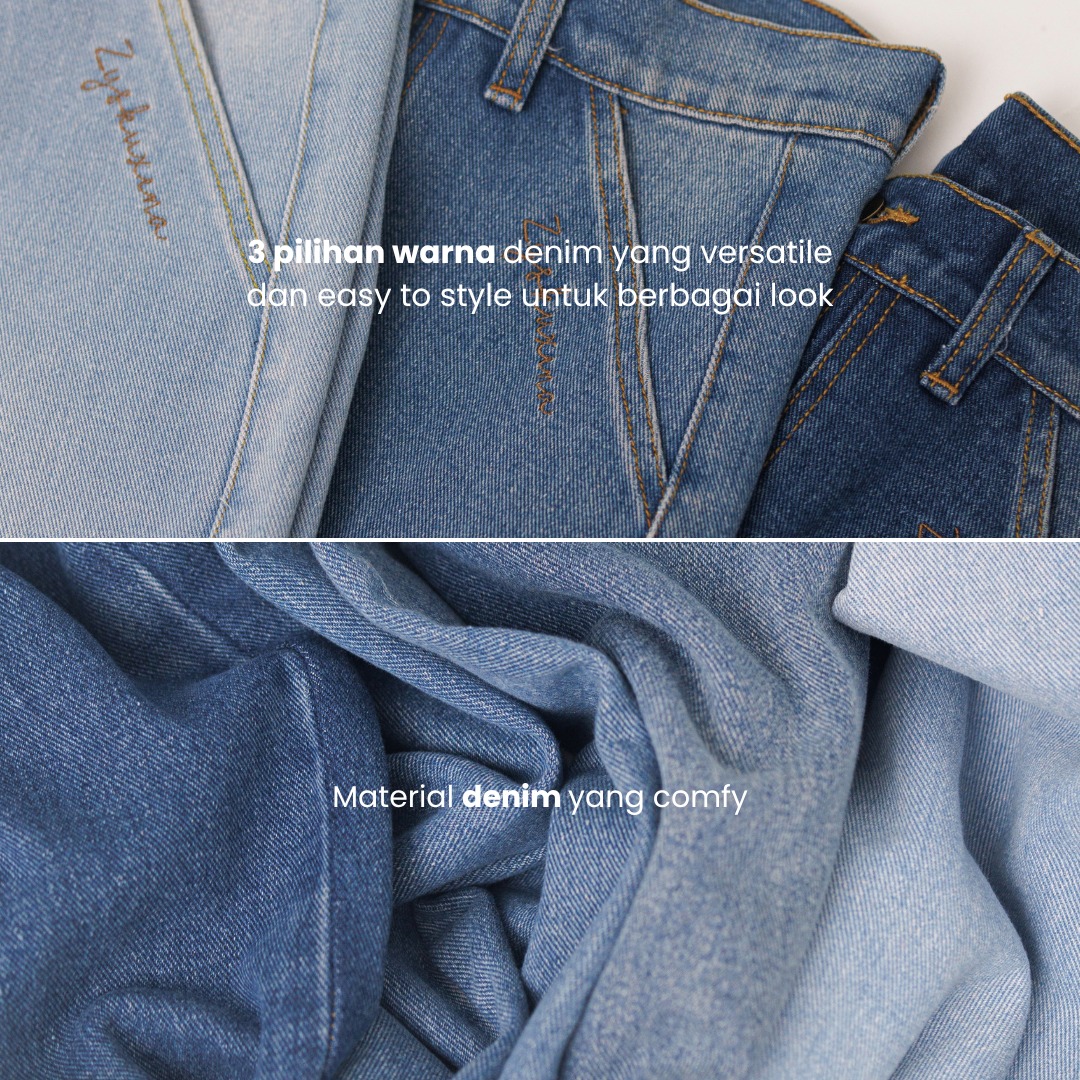 Zysku Xena | Alma Straight Jeans - 3 Warna | Celana Denim Lurus Longgar