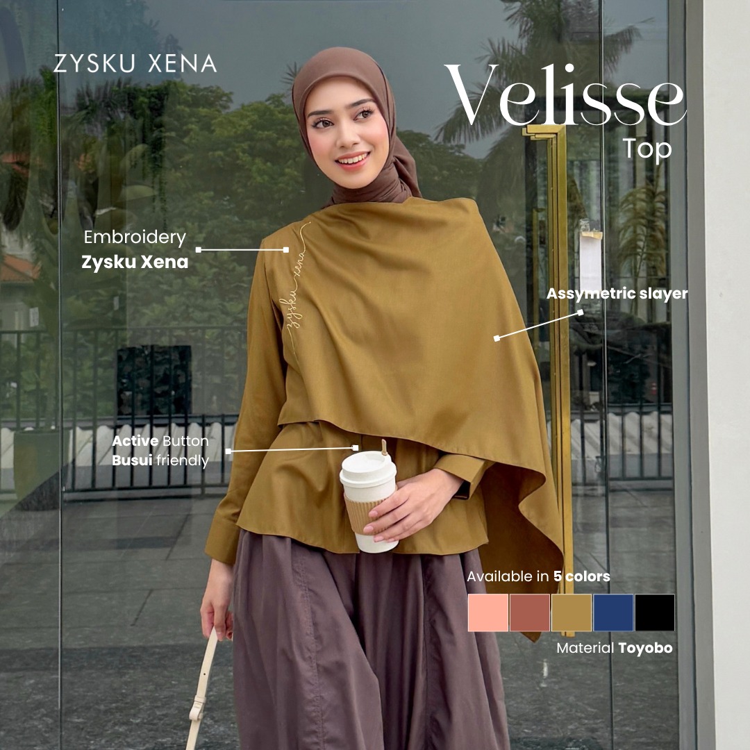 Zysku Xena | Velisse Top - 5 Warna | Blouse Atasan Cape Layer Lengan Panjang Wanita