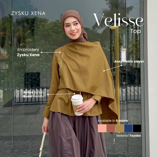 Zysku Xena | Velisse Top - 5 Warna | Blouse Atasan Cape Layer Lengan Panjang Wanita