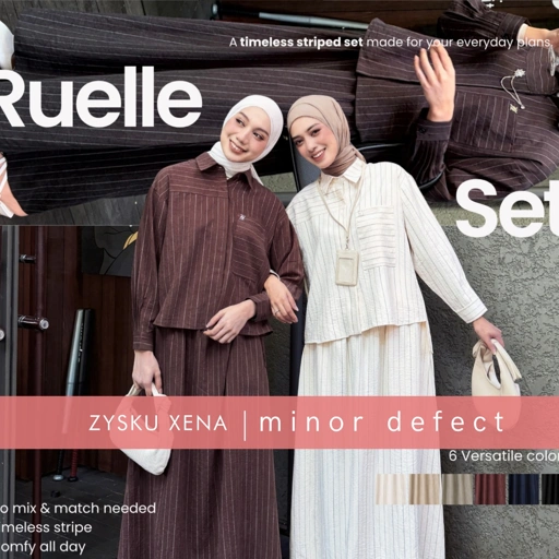 Zysku Xena | Minor Defect | Ruelle One - 6 Warna | Setelan Kemeja dan Rok Salur Oversize