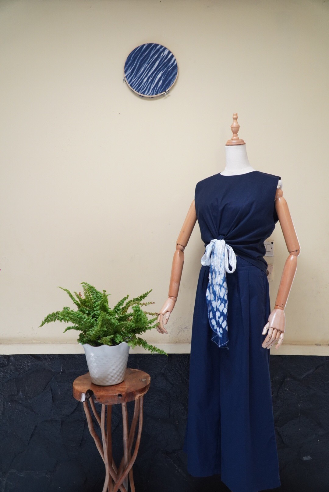 BOOLAO Wrap Top Tied Shibori