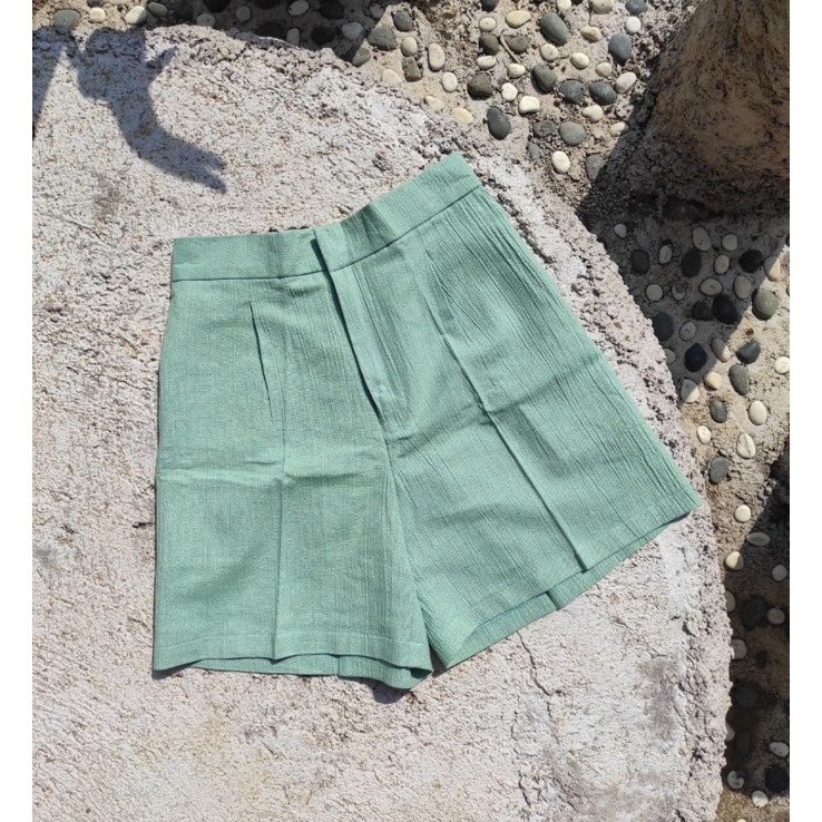 BOOLAO Celana Linen Santai Pendek (Boxer Pantai) - Matcha