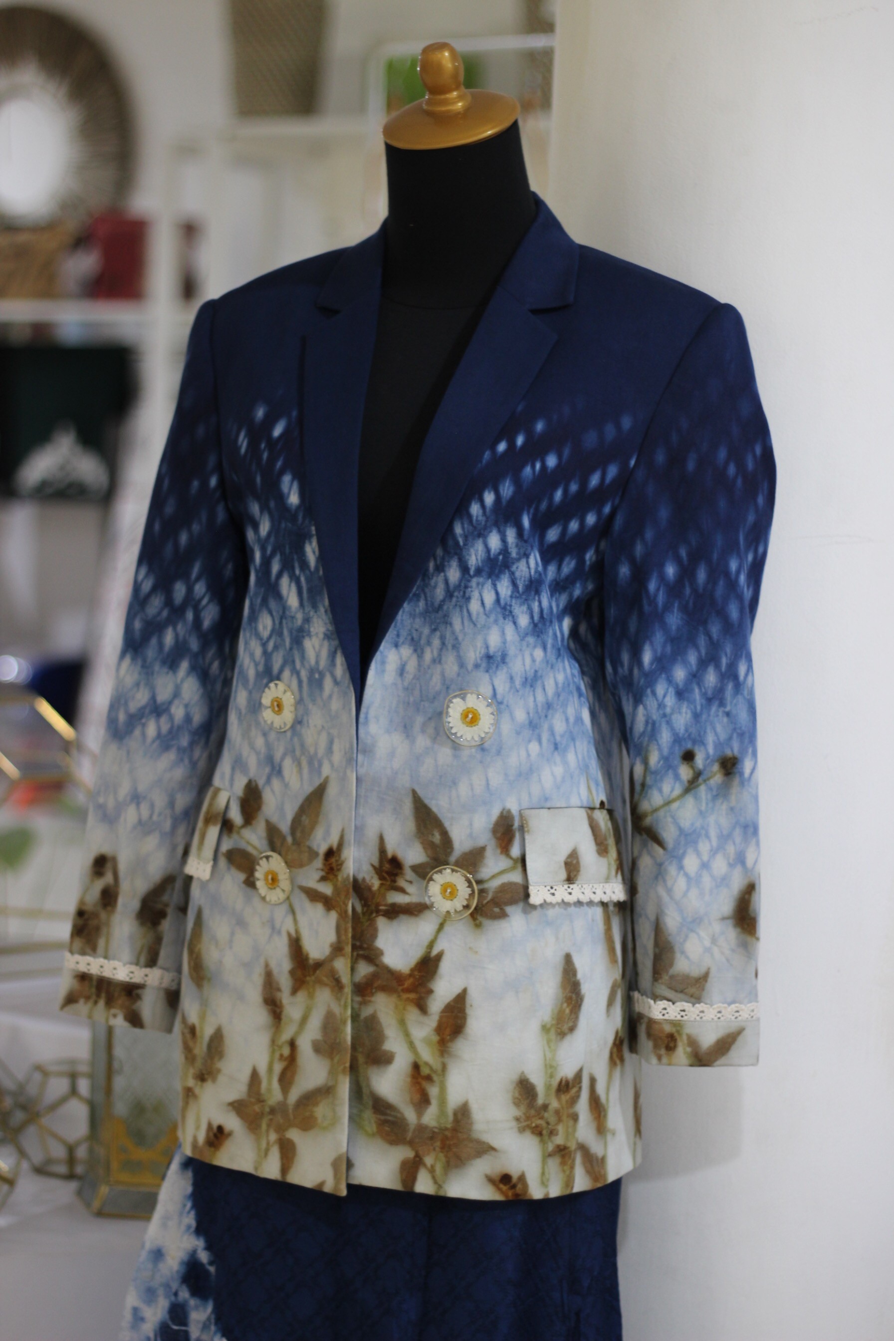 BOOLAO Blazer Ombre Shibori on Ecoprint