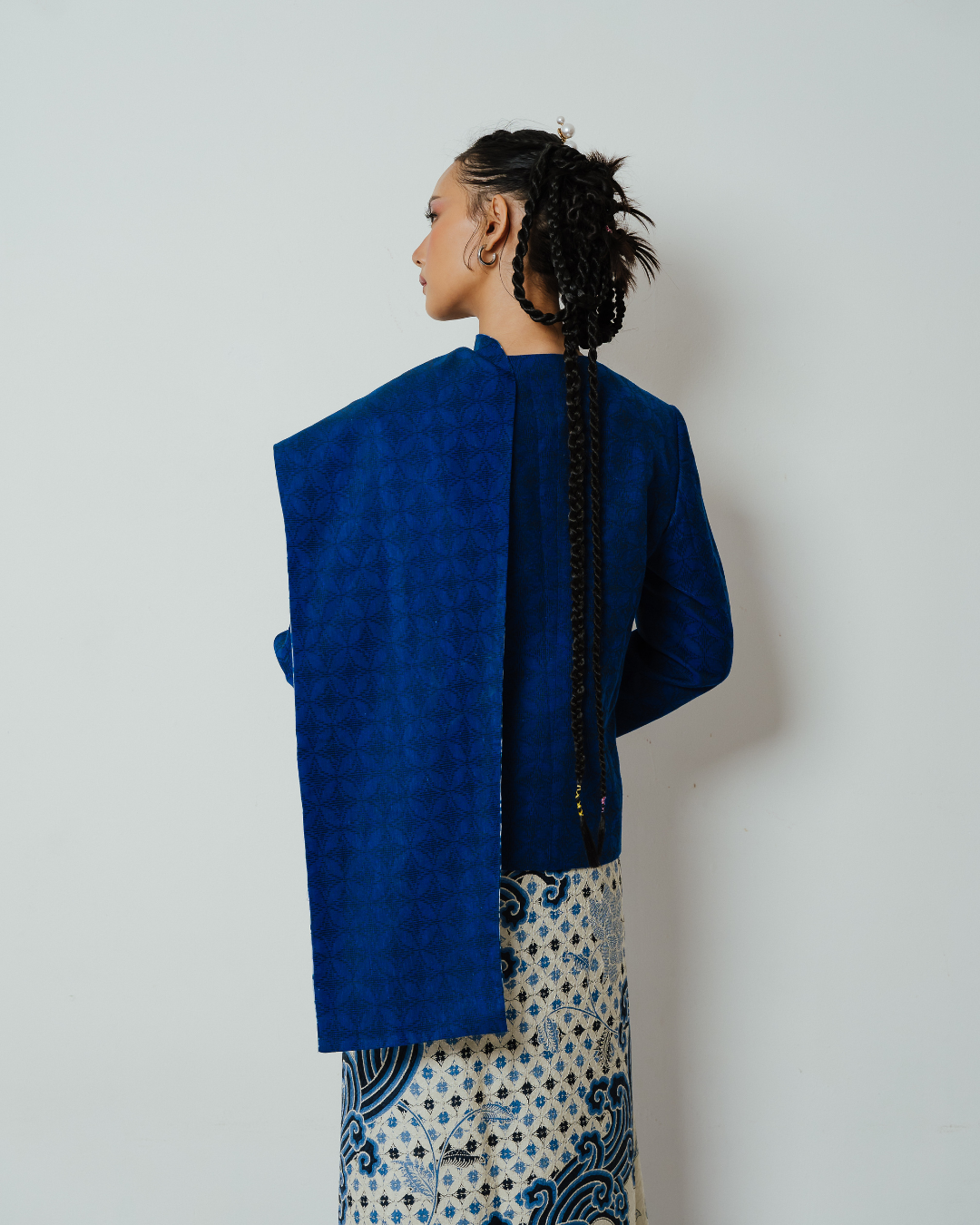 BOOLAO Blazer Janggan Selendang Hand-Woven Blue