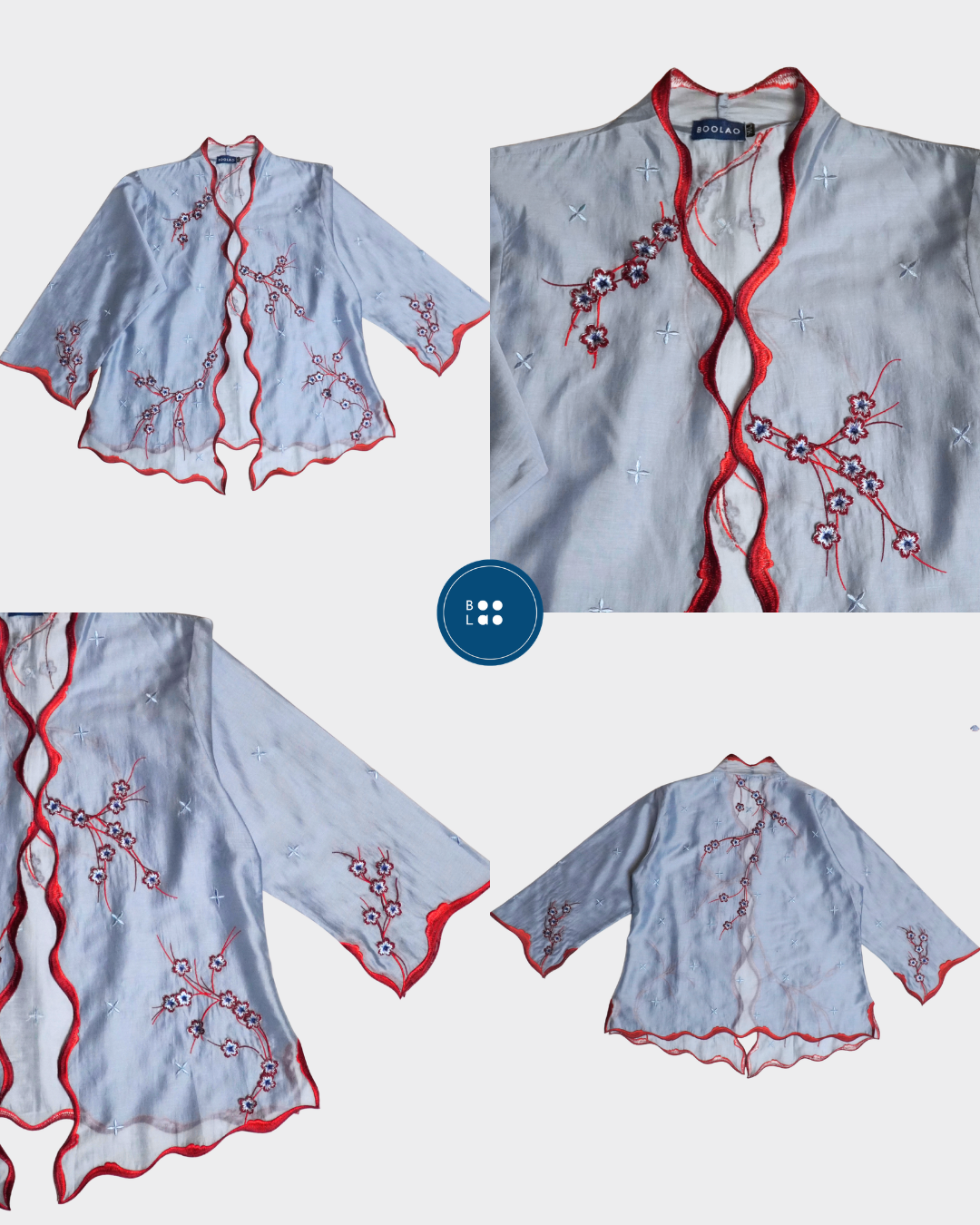 BOOLAO Kebaya Sakura 3D Embroidery - Denim Blue