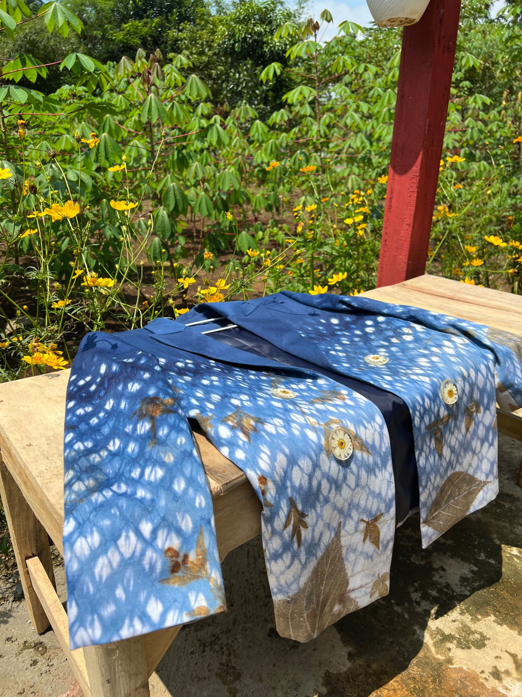 BOOLAO Ombre Peak Blazer Shibori on Ecoprint