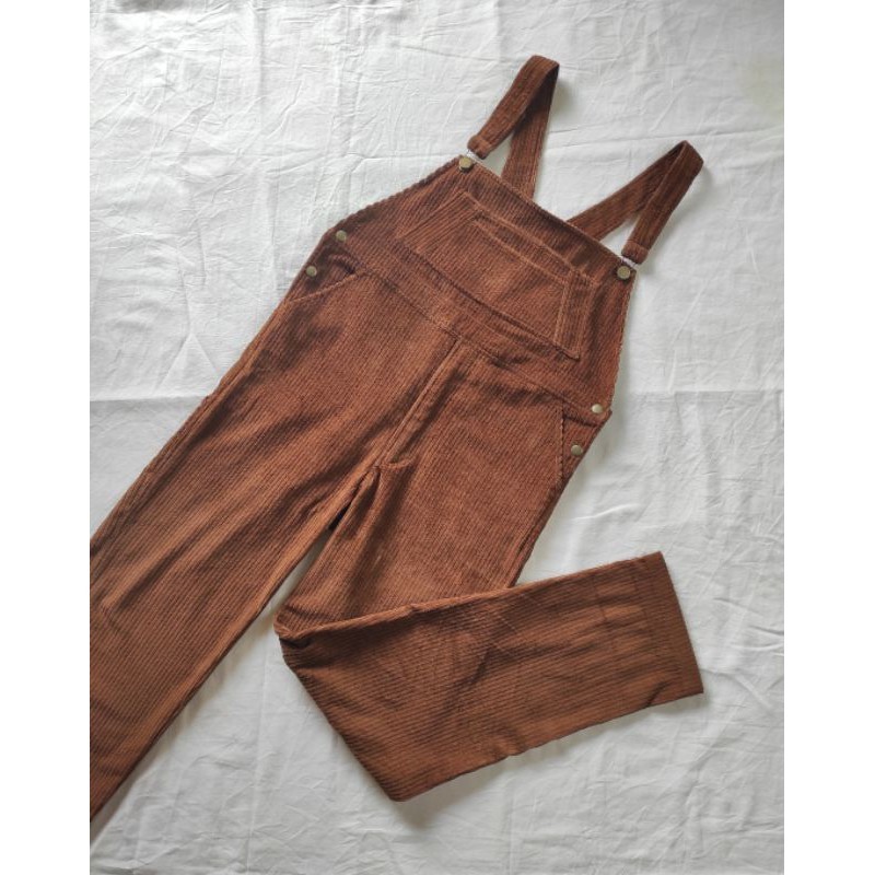 BOOLAO Over All Corduroy Suede PICNIC PANIC (Jumpsuit Celana Kodok Coklat)
