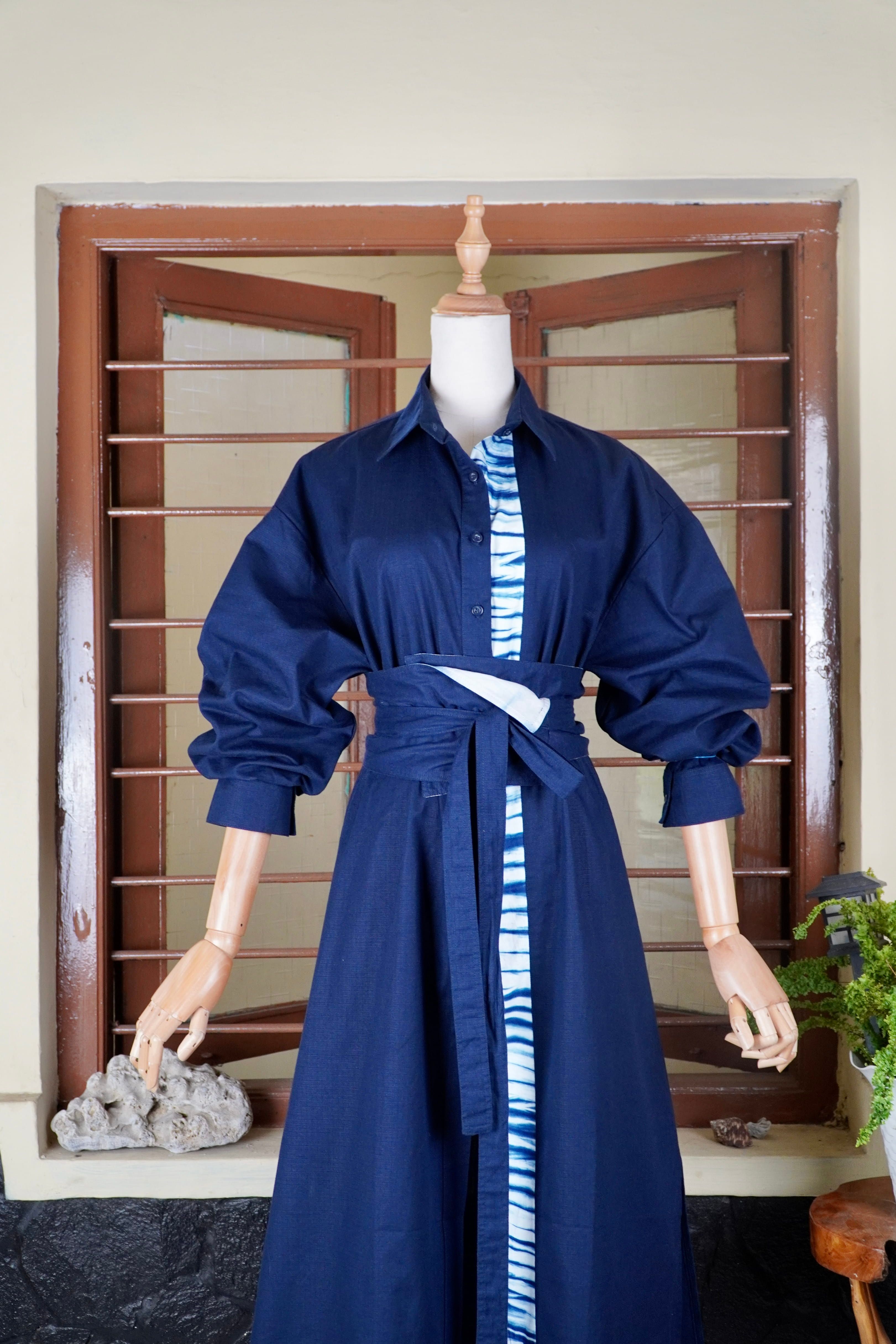 BOOLAO Kemeja Liz Oversize Arashi (Long Shirt Arashi Shibori)