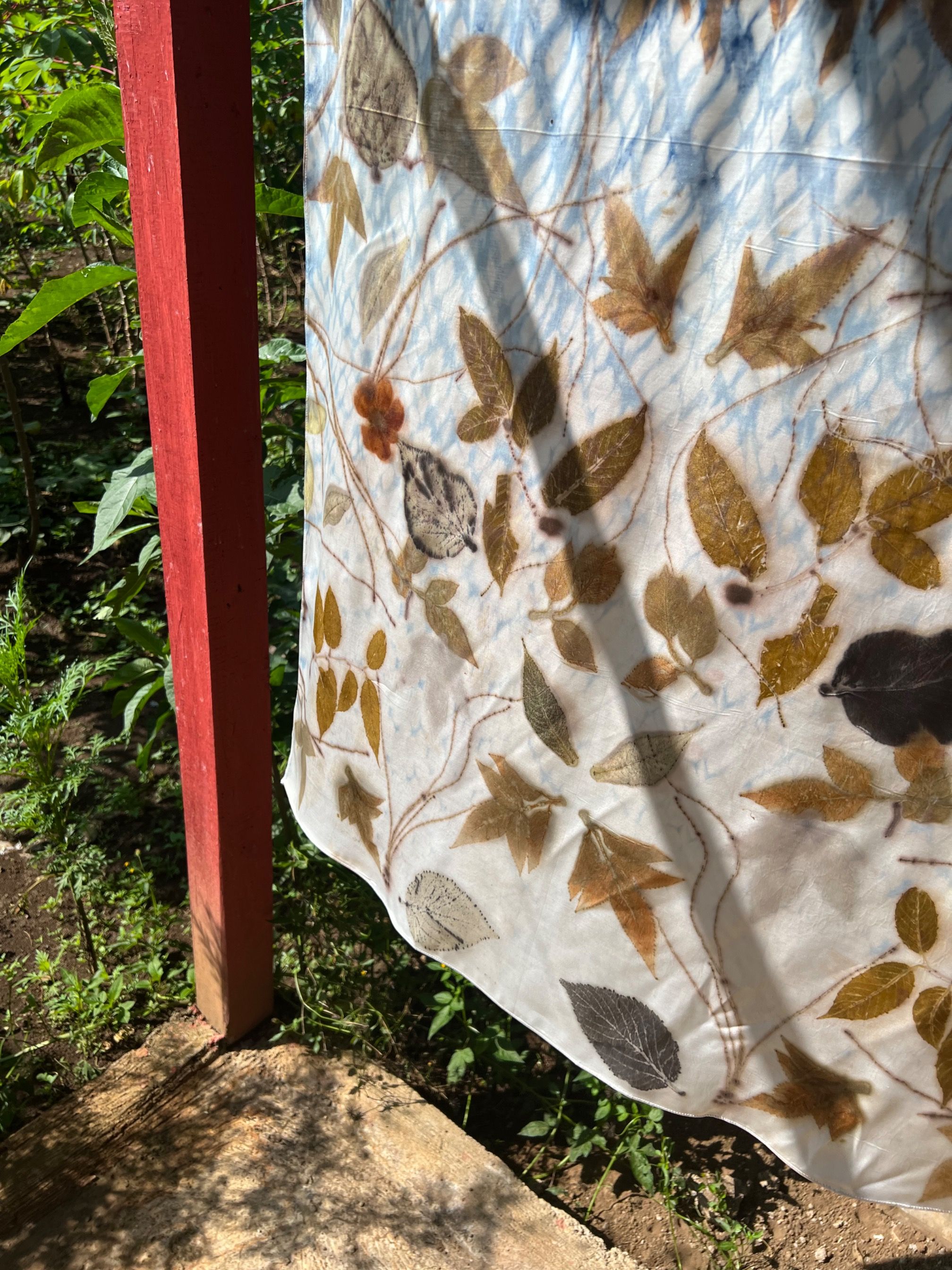 BOOLAO Textiles - Ombre Navy Shibori on Ecoprint