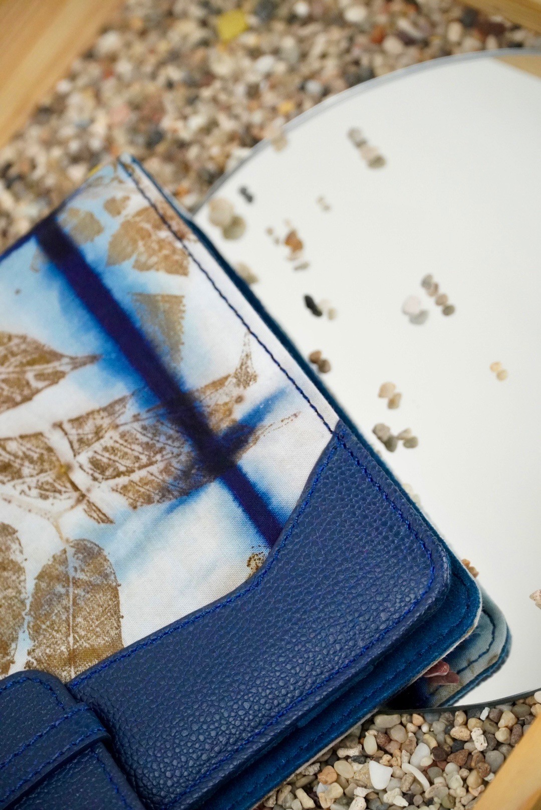 BOOLAO Agenda Book Shibori on Ecoprint mix Leather