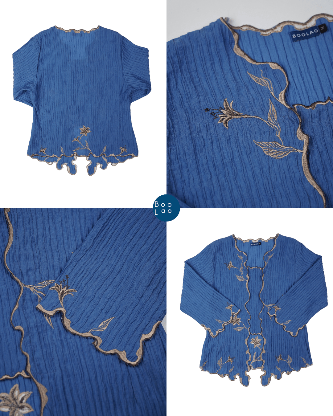 BOOLAO Kebaya Lily Embroidery (Detachable Outer) - Biru