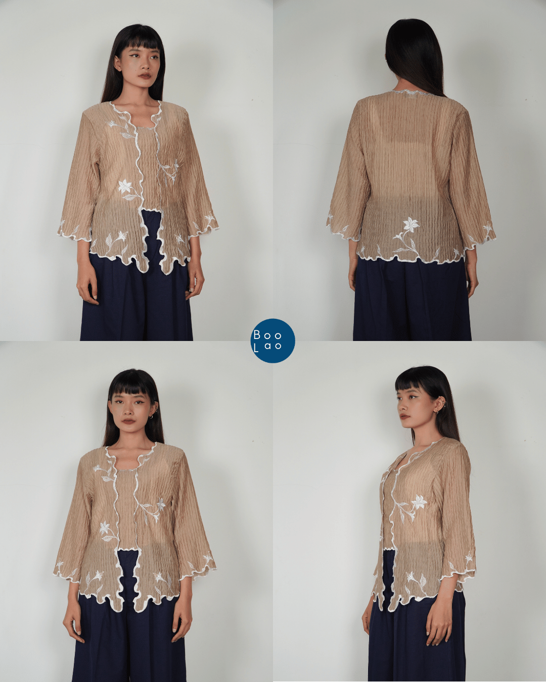 BOOLAO Kebaya Lily Embroidery (Detachable Outer) - Coklat