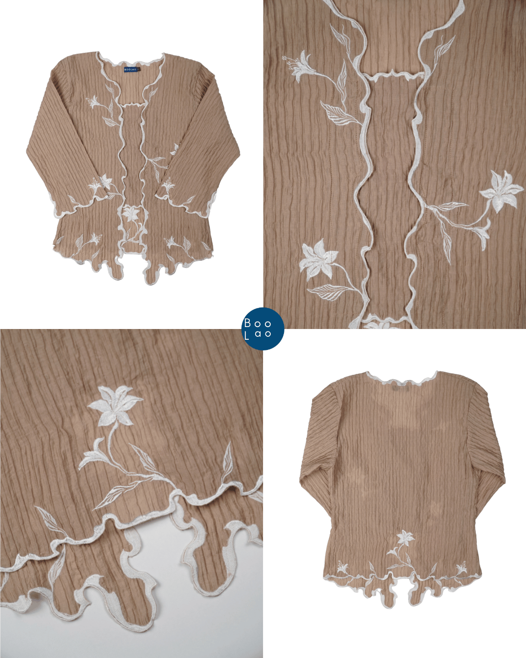 BOOLAO Kebaya Lily Embroidery (Detachable Outer) - Coklat