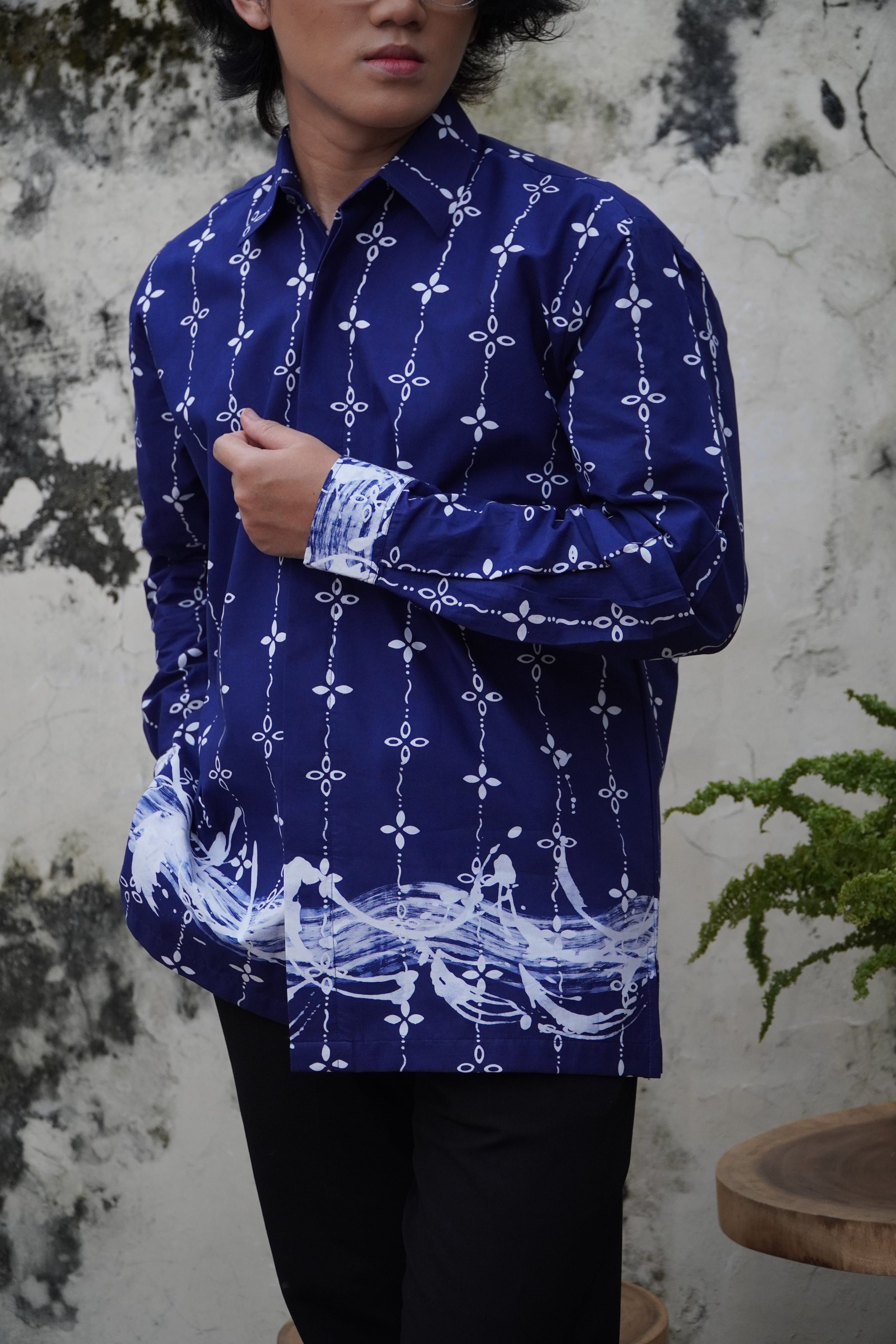 BOOLAO Kumeli Kemeja Panjang - Navy Blue