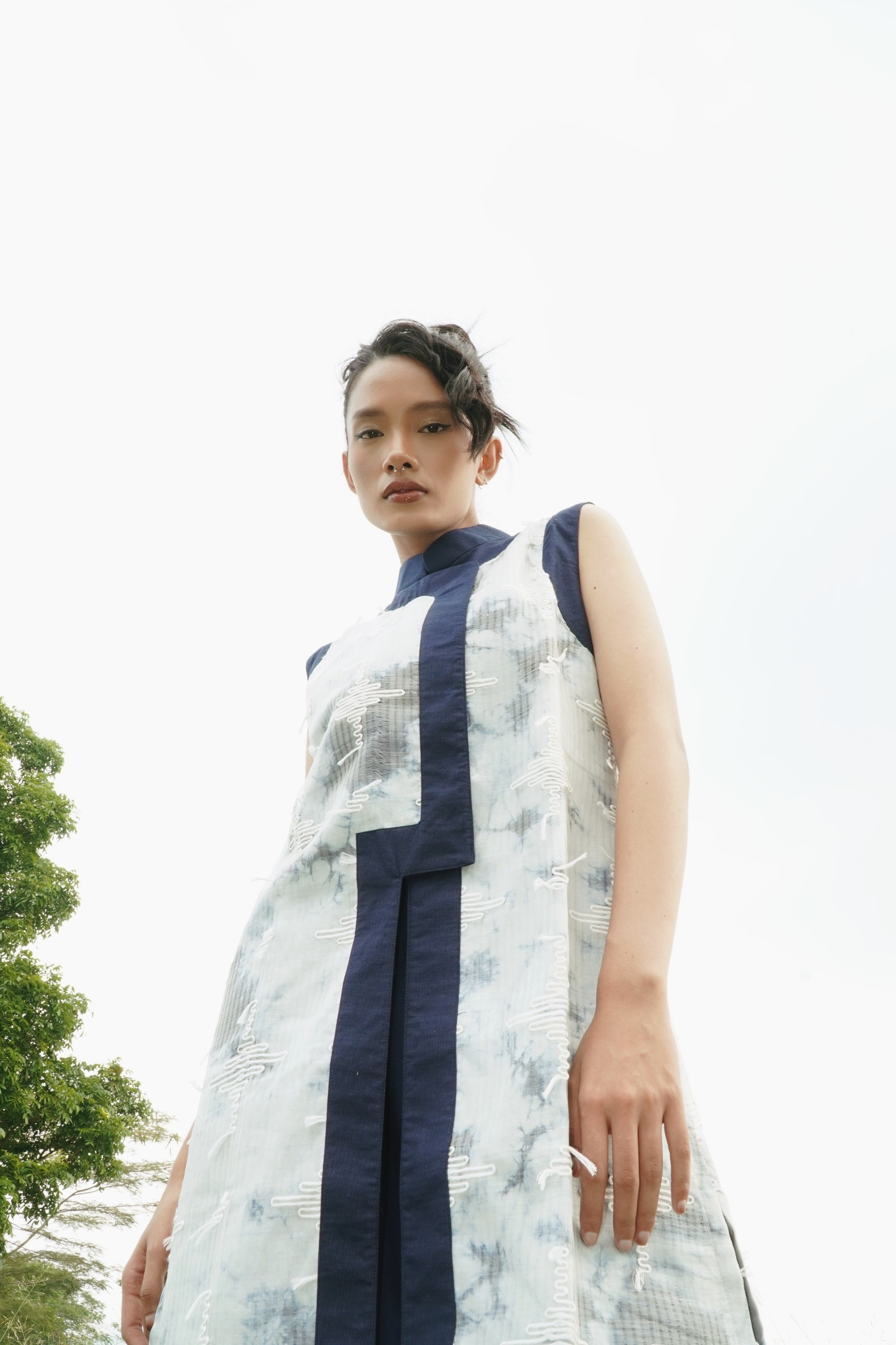 BOOLAO Overlap Cheongsam Outer Organdi - Shibori