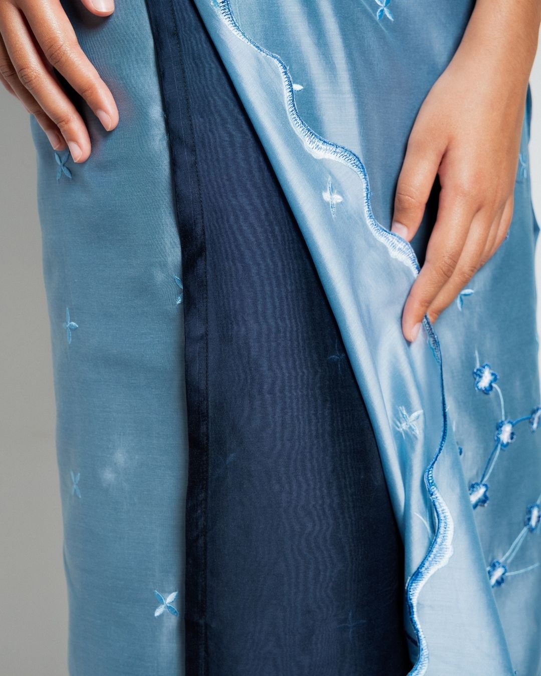 BOOLAO Sakura Saroong Wrap Skirt - Denim Blue