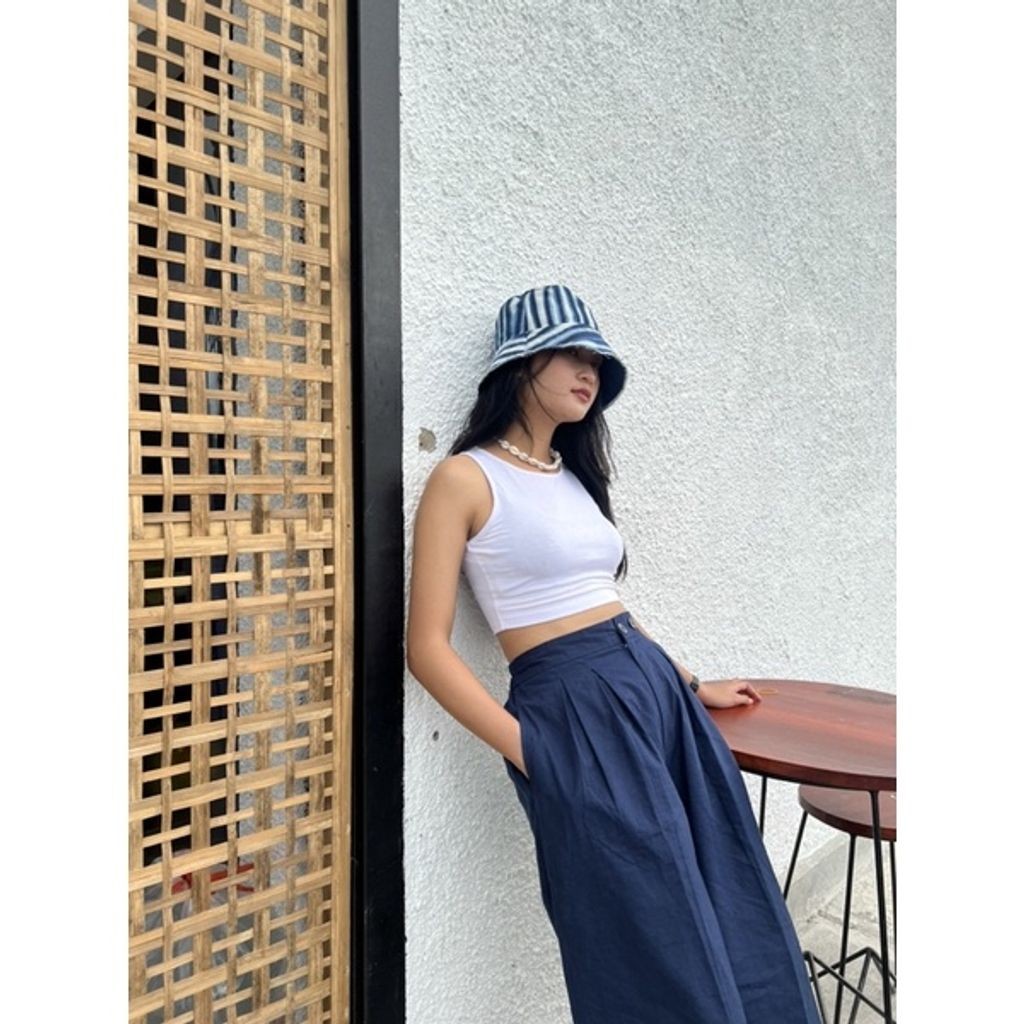BOOLAO Hakama Pants - Navy (Celana Pallazo Kulot Linen Polos)