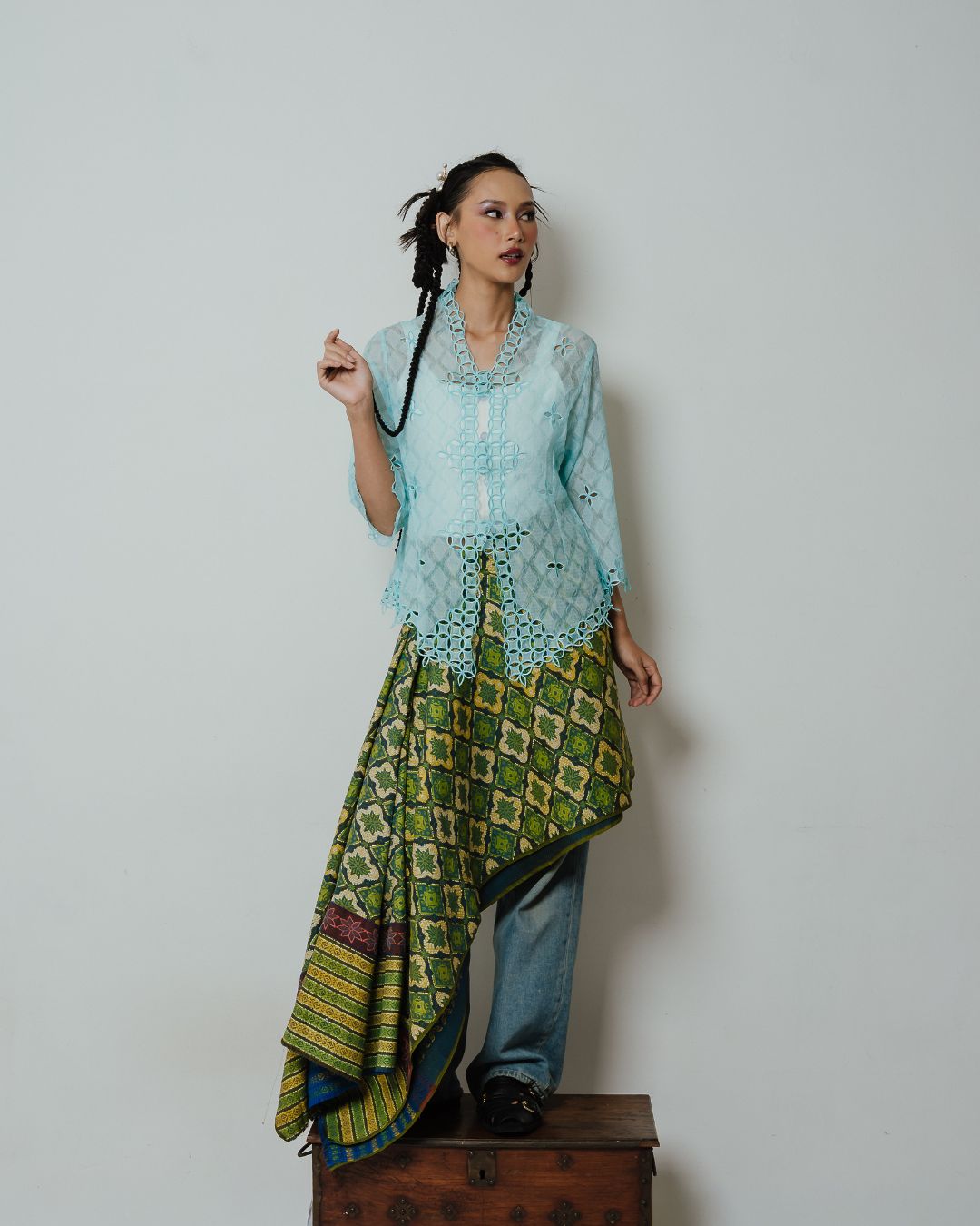 BOOLAO Kebaya Seribu Kawung - Biru Muda