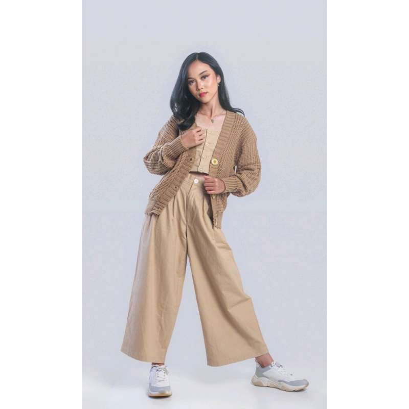 BOOLAO Hakama Pants (Celana Kulot - Palazo Linen) - Creme Panjang 85cm