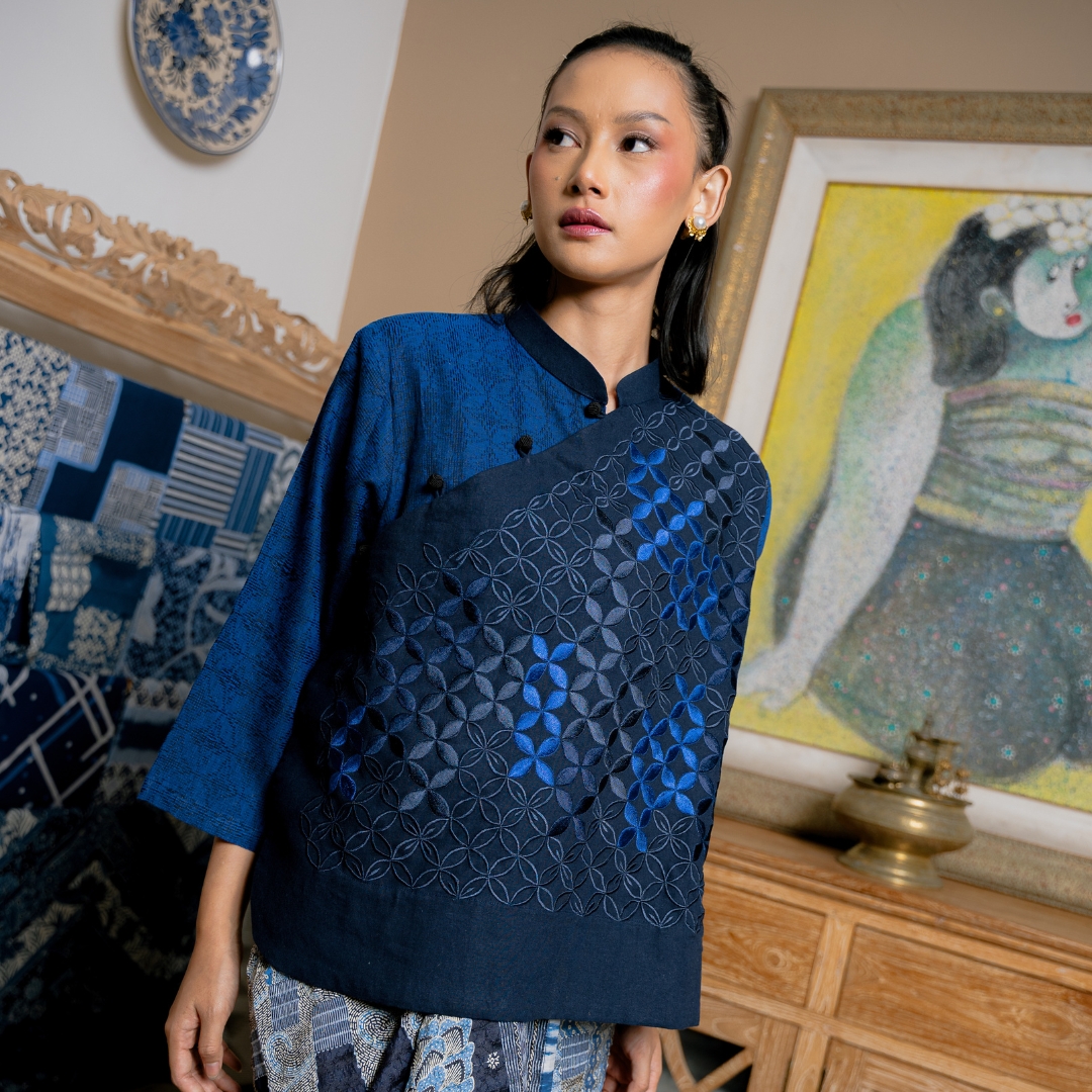 BOOLAO Blouse Cheongsam Bordir Tenun