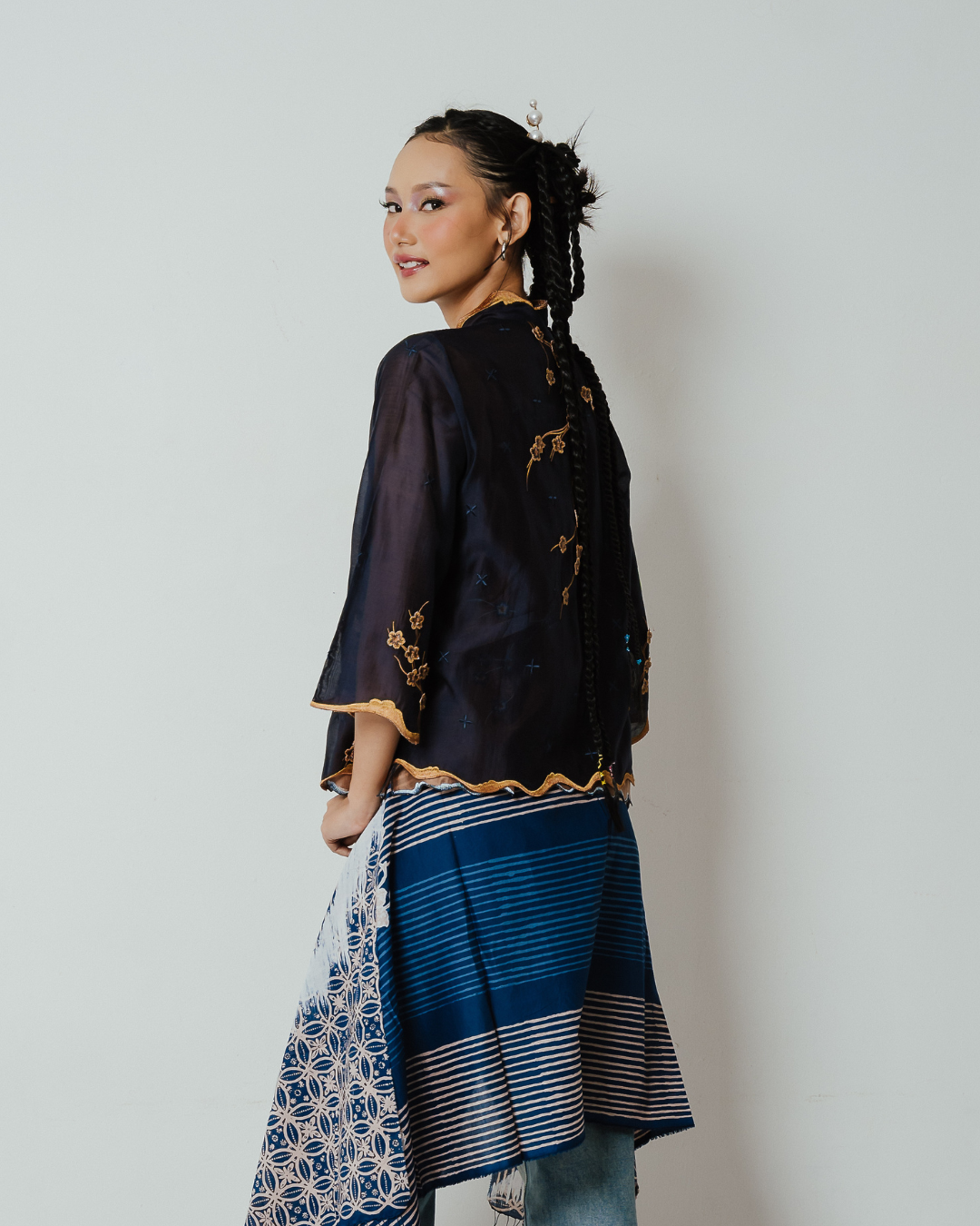 BOOLAO Kebaya Sakura 3D Embroidery - Dark Blue